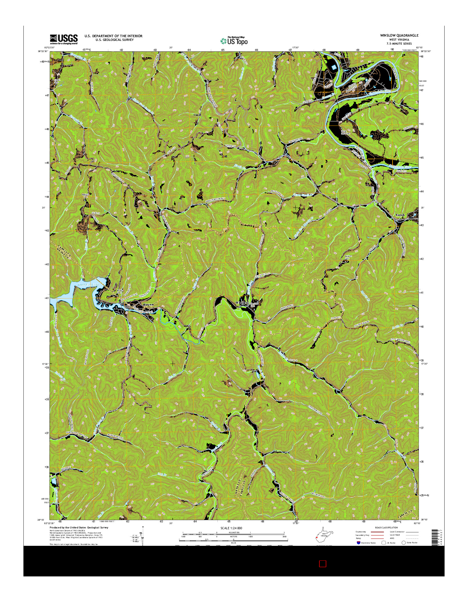 USGS US TOPO 7.5-MINUTE MAP FOR WINSLOW, WV 2016