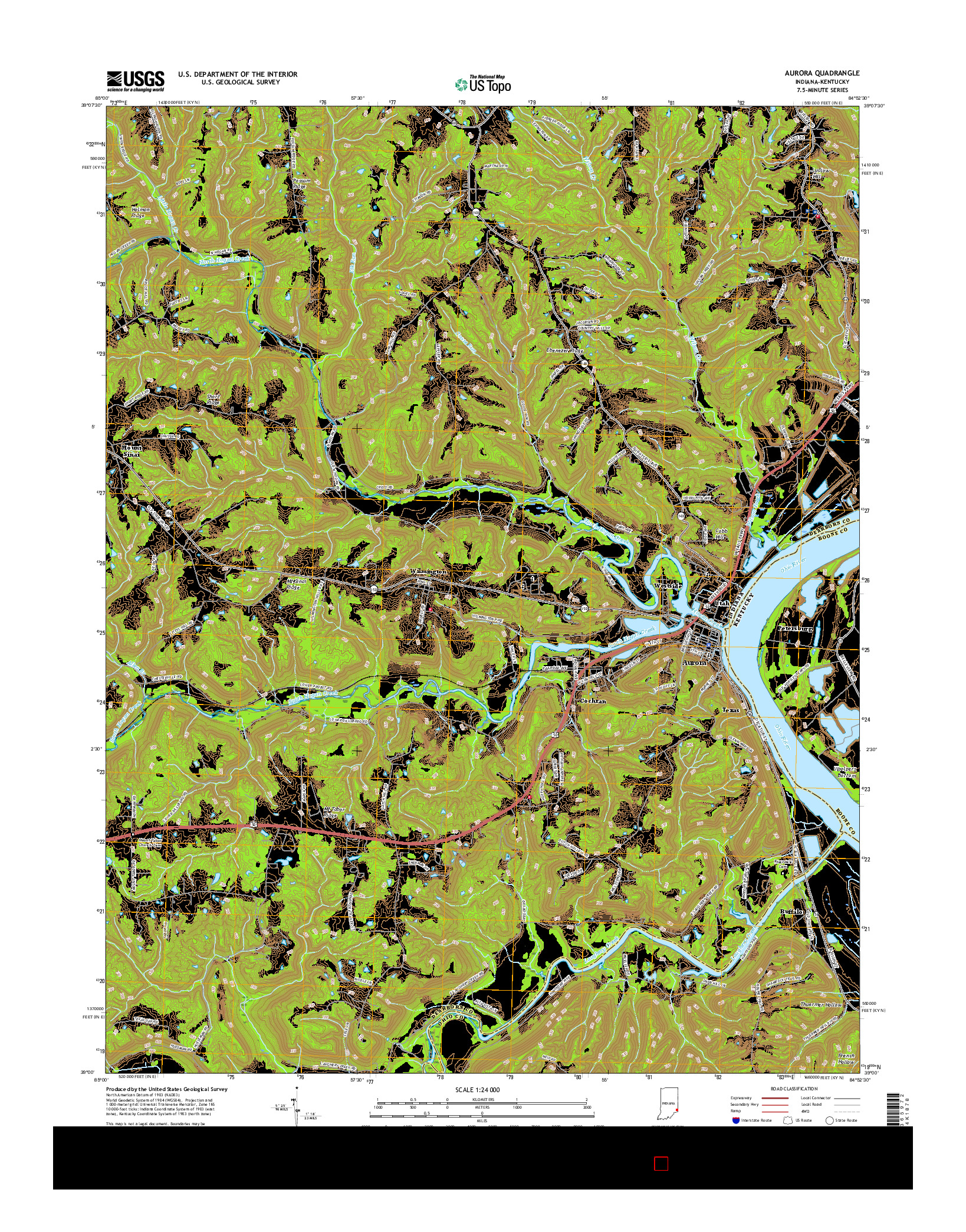 USGS US TOPO 7.5-MINUTE MAP FOR AURORA, IN-KY 2016