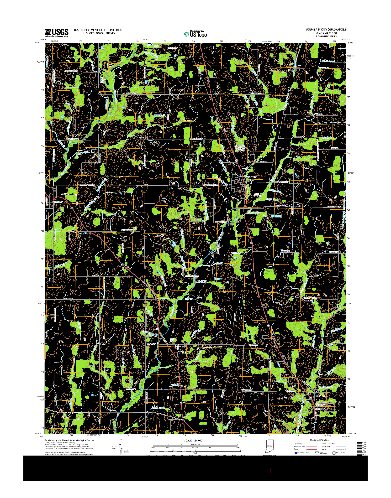 USGS US TOPO 7.5-MINUTE MAP FOR FOUNTAIN CITY, IN 2016