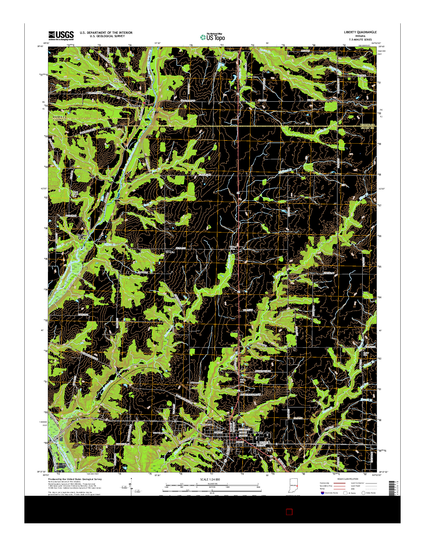 USGS US TOPO 7.5-MINUTE MAP FOR LIBERTY, IN 2016