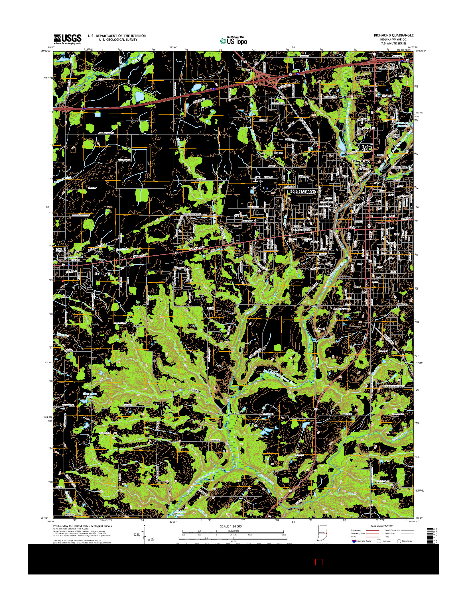 USGS US TOPO 7.5-MINUTE MAP FOR RICHMOND, IN 2016