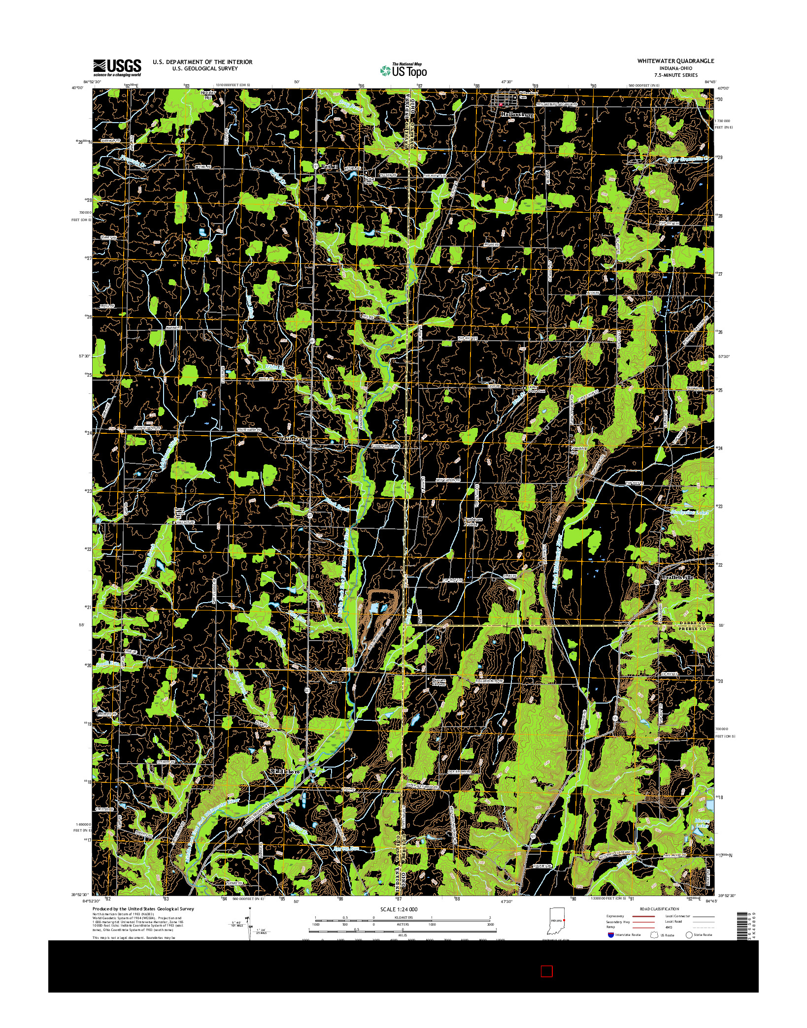 USGS US TOPO 7.5-MINUTE MAP FOR WHITEWATER, IN-OH 2016