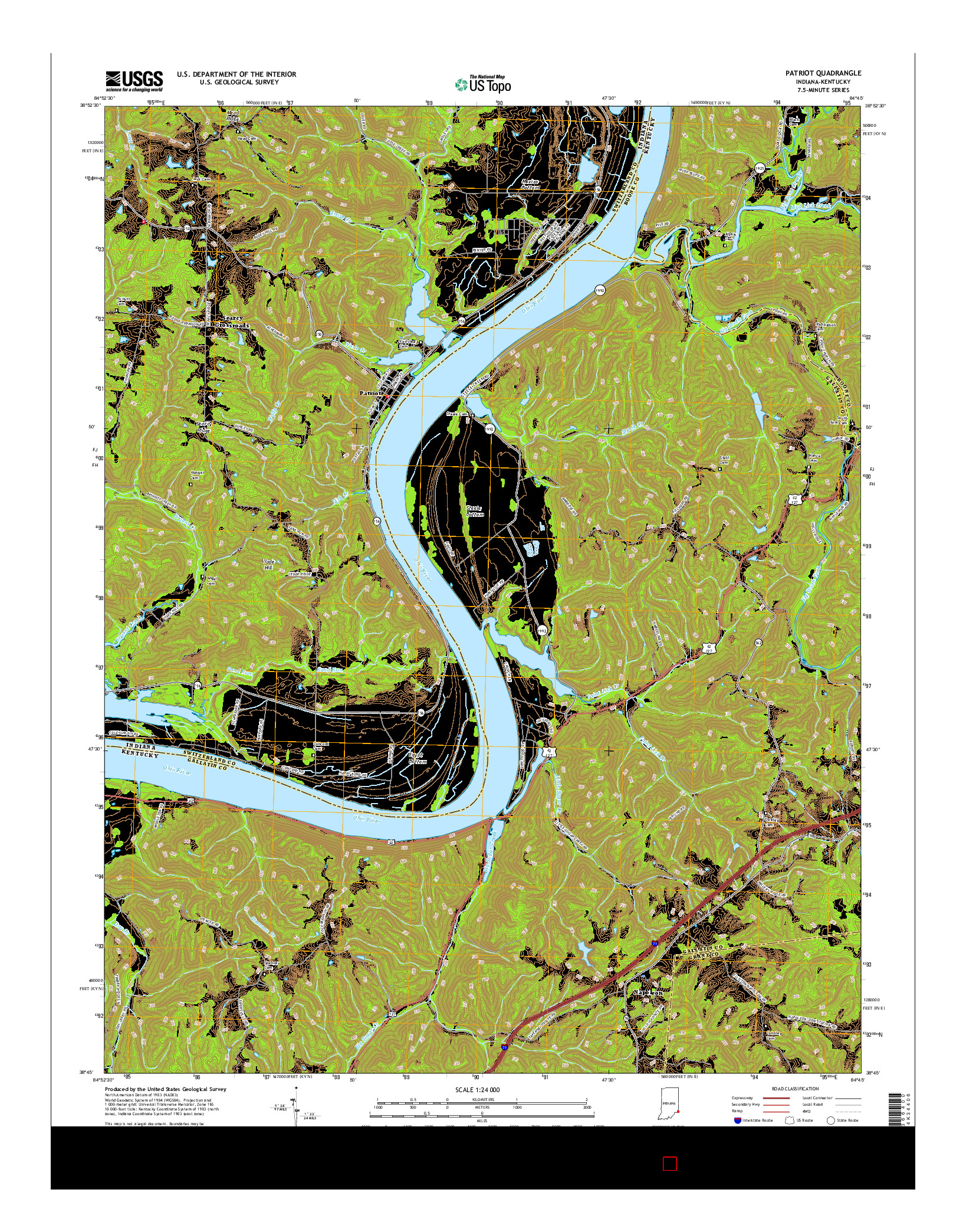 USGS US TOPO 7.5-MINUTE MAP FOR PATRIOT, IN-KY 2016