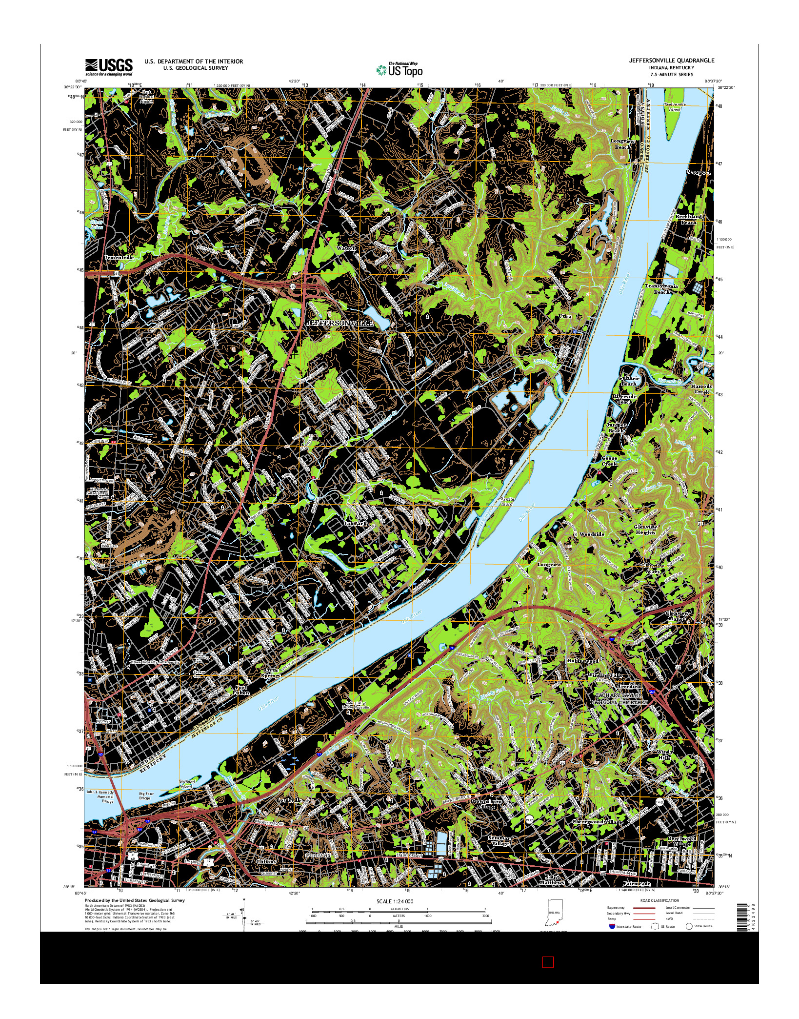 USGS US TOPO 7.5-MINUTE MAP FOR JEFFERSONVILLE, IN-KY 2016