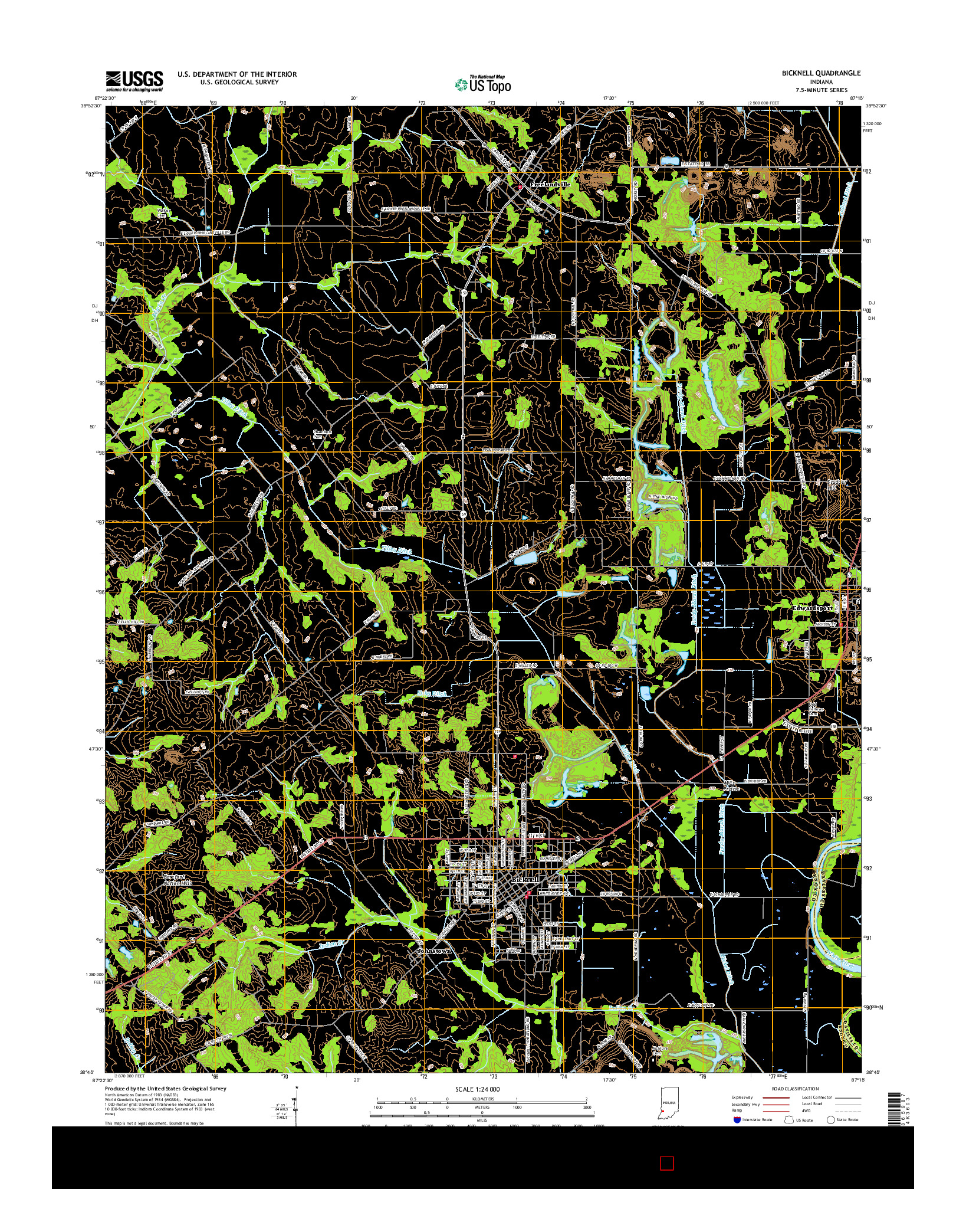 USGS US TOPO 7.5-MINUTE MAP FOR BICKNELL, IN 2016