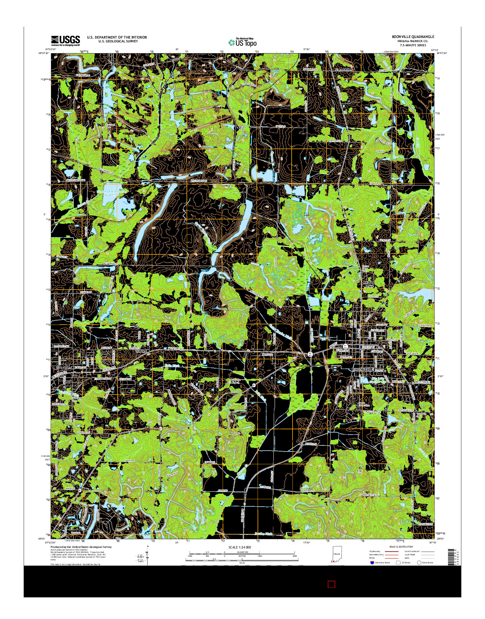 USGS US TOPO 7.5-MINUTE MAP FOR BOONVILLE, IN 2016