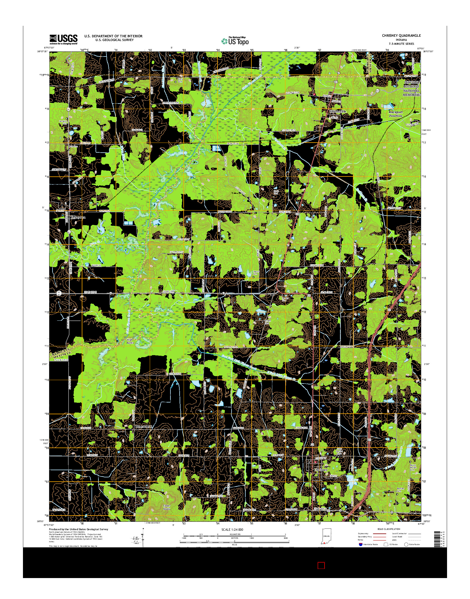 USGS US TOPO 7.5-MINUTE MAP FOR CHRISNEY, IN 2016