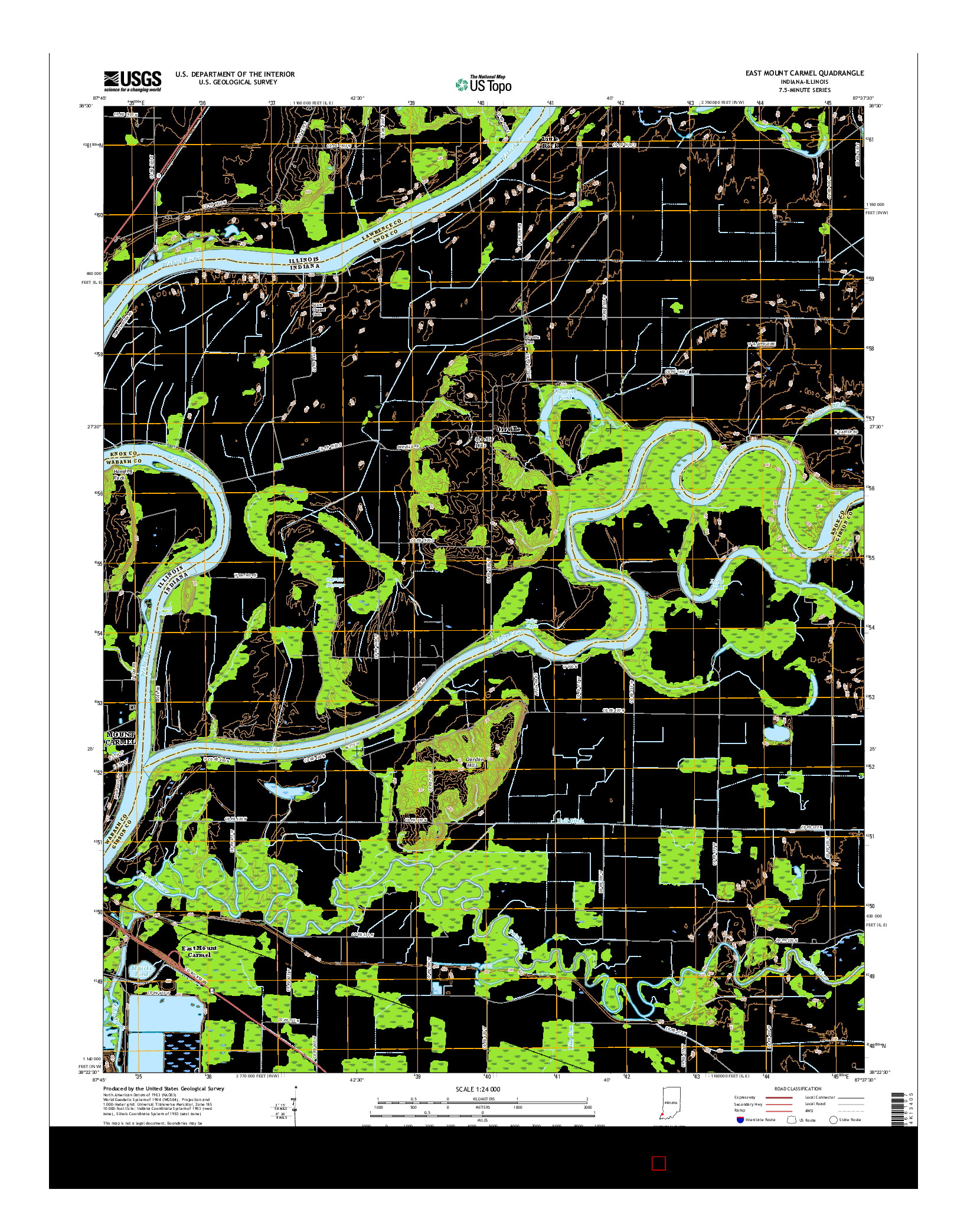 USGS US TOPO 7.5-MINUTE MAP FOR EAST MOUNT CARMEL, IN-IL 2016