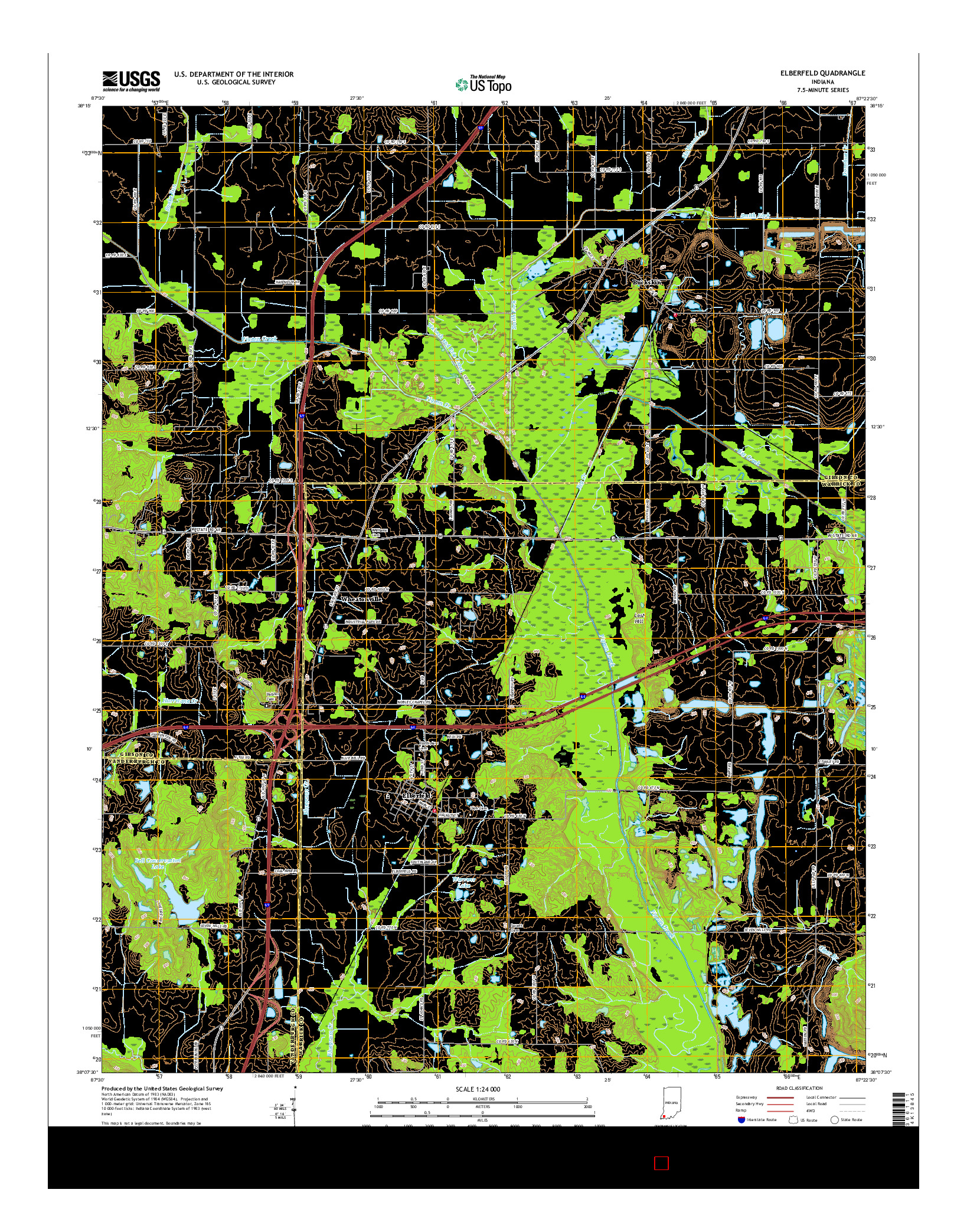 USGS US TOPO 7.5-MINUTE MAP FOR ELBERFELD, IN 2016