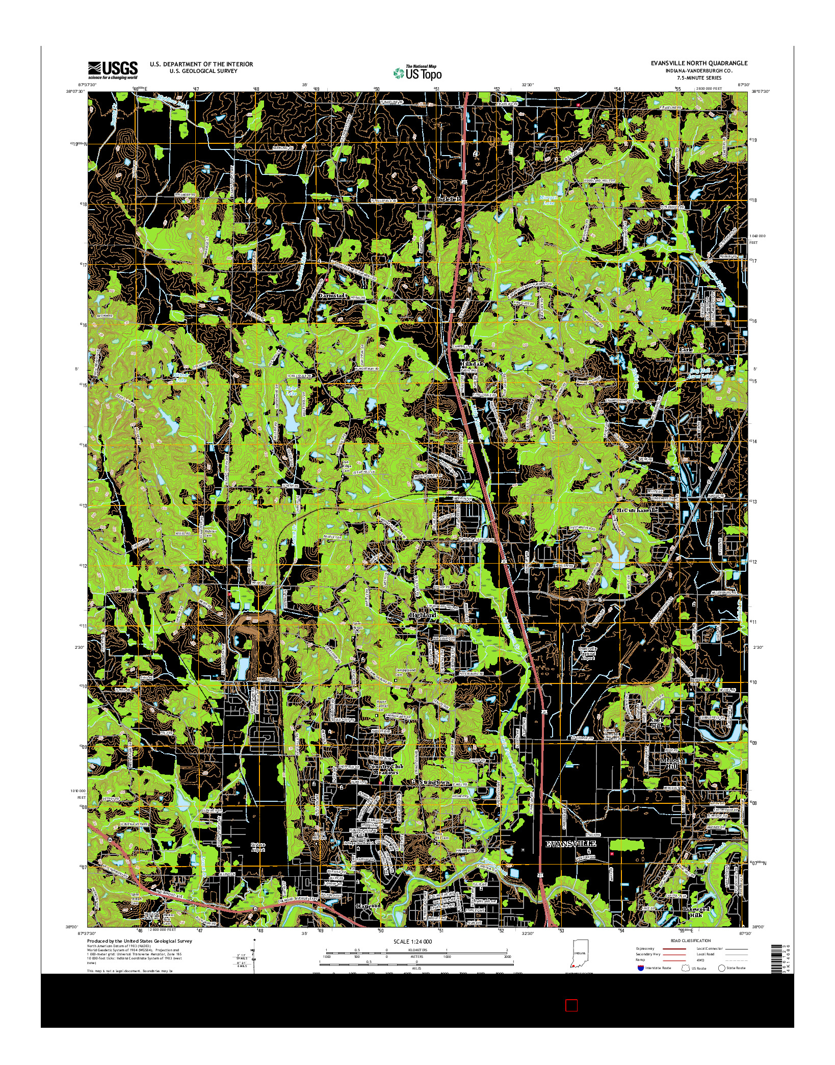 USGS US TOPO 7.5-MINUTE MAP FOR EVANSVILLE NORTH, IN 2016