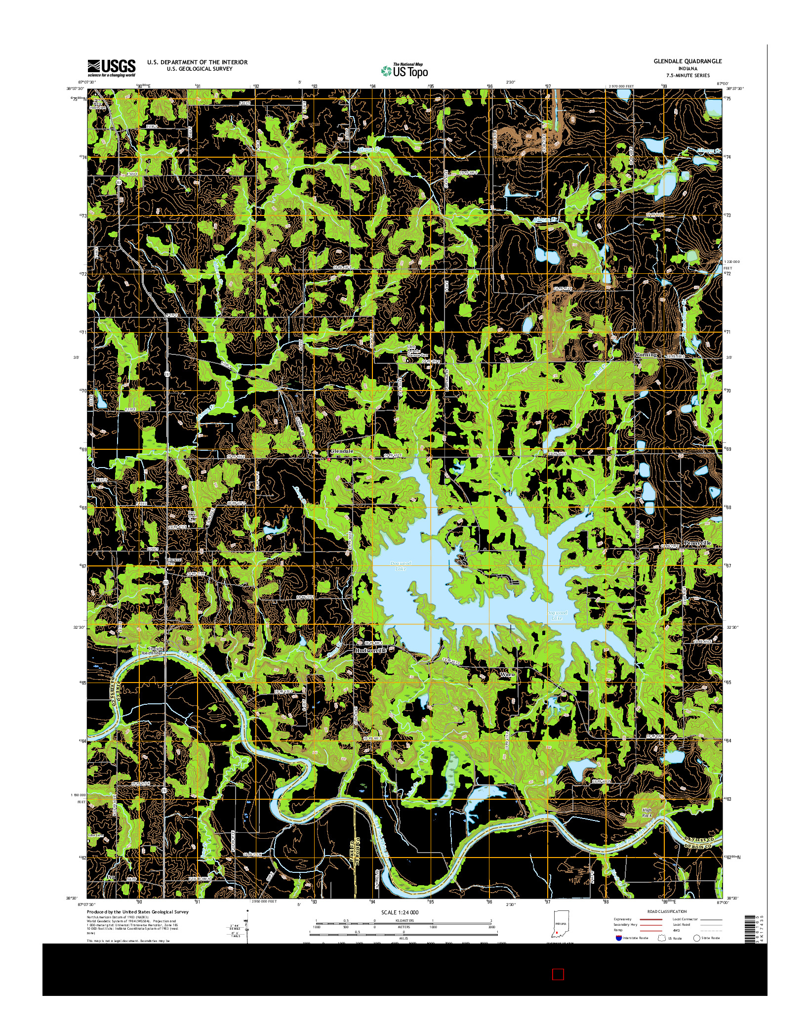 USGS US TOPO 7.5-MINUTE MAP FOR GLENDALE, IN 2016