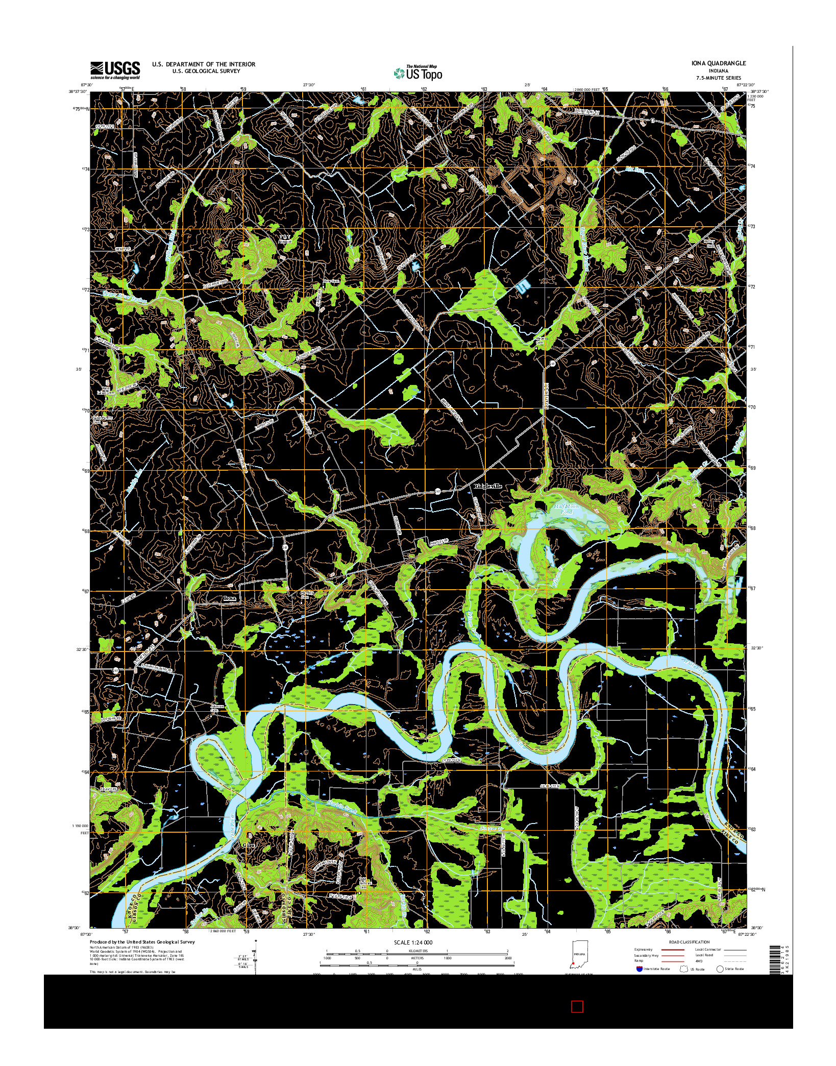 USGS US TOPO 7.5-MINUTE MAP FOR IONA, IN 2016