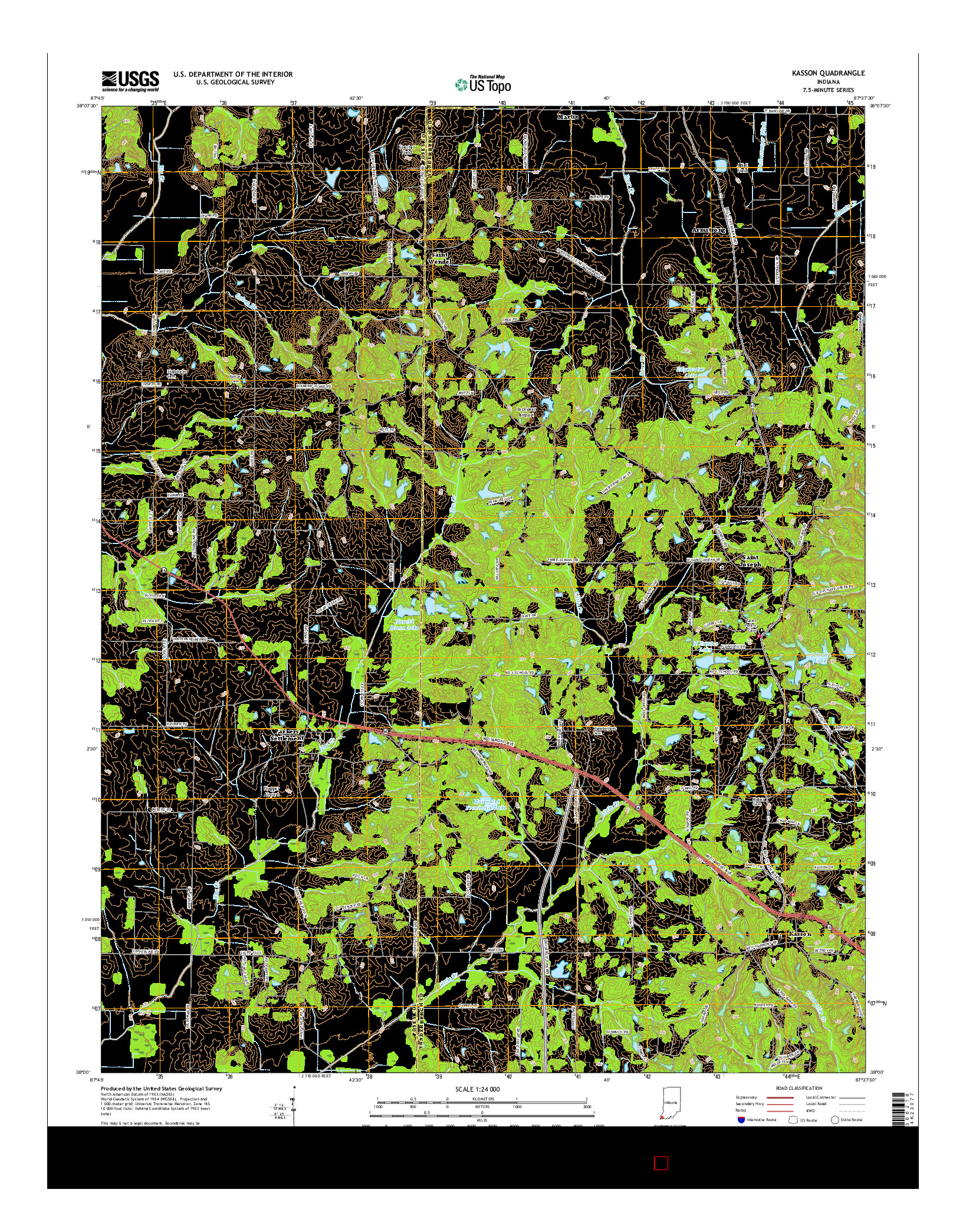 USGS US TOPO 7.5-MINUTE MAP FOR KASSON, IN 2016