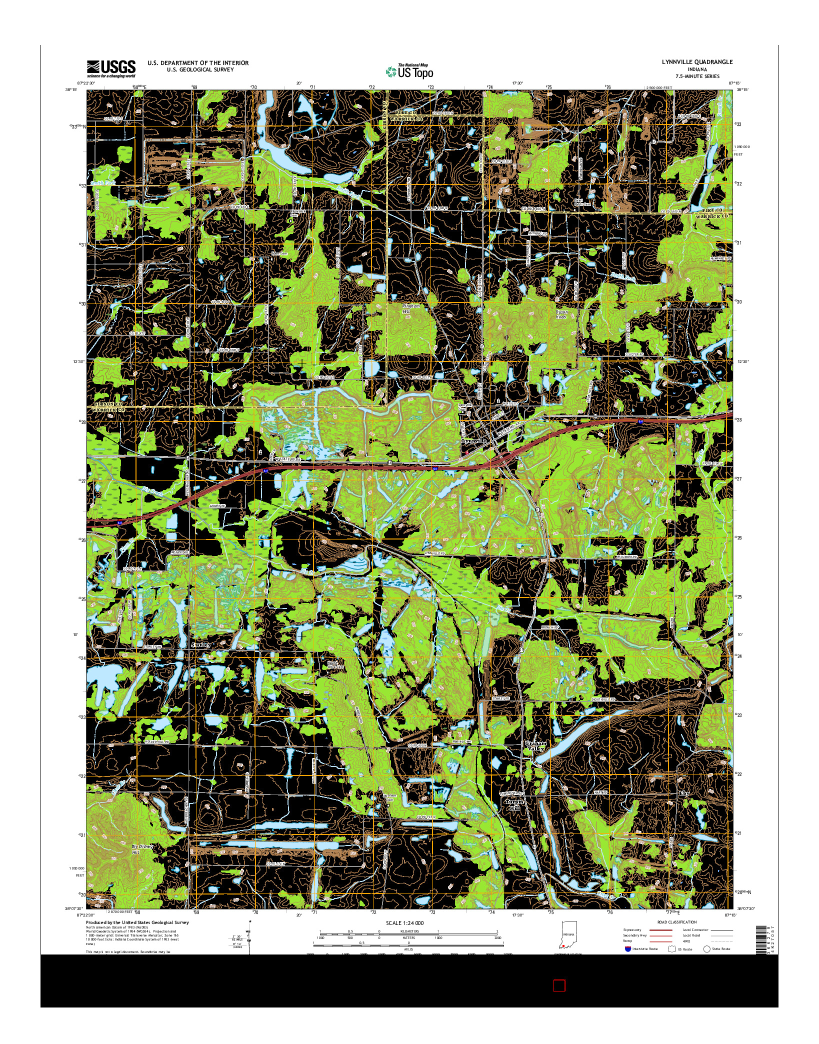 USGS US TOPO 7.5-MINUTE MAP FOR LYNNVILLE, IN 2016