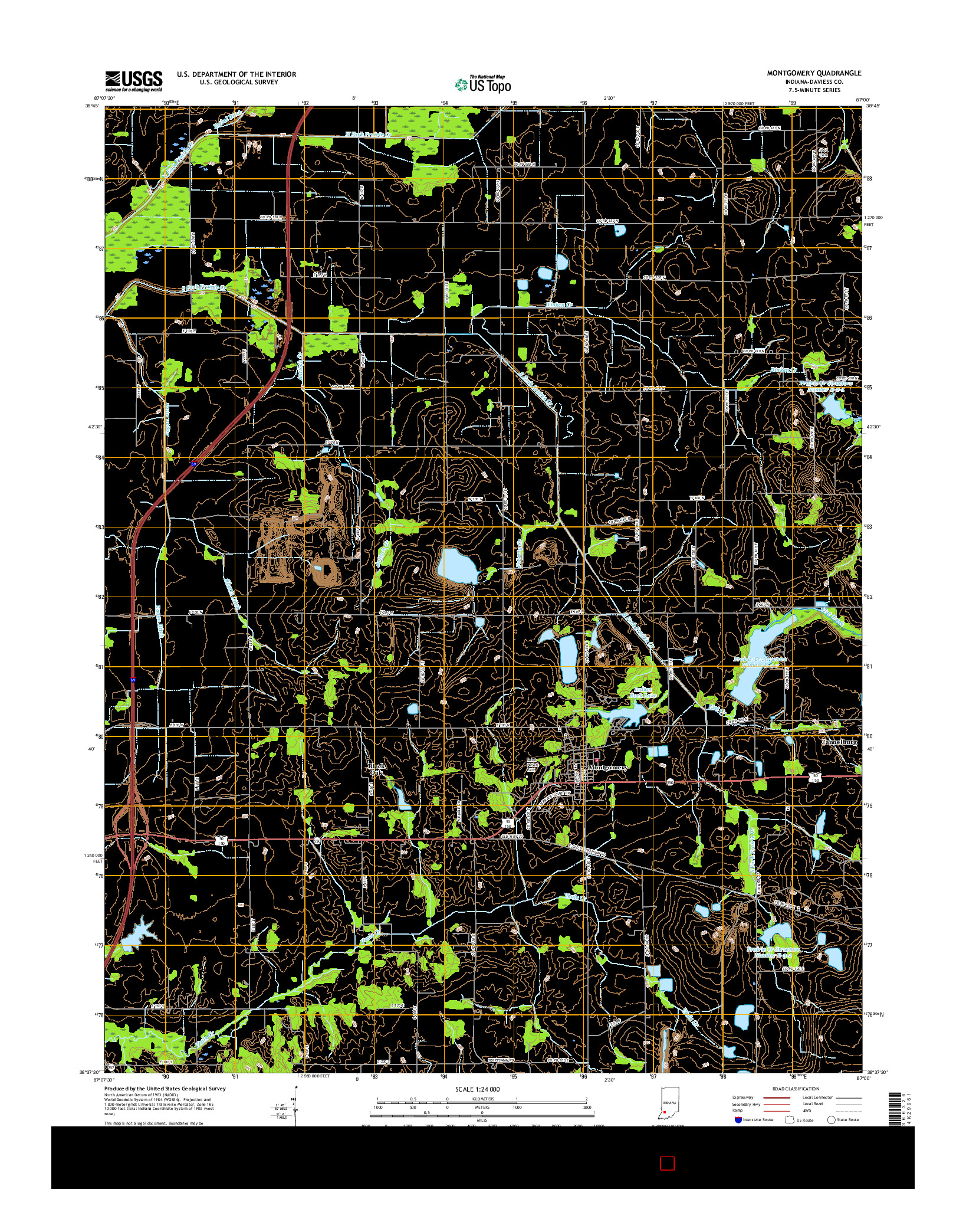 USGS US TOPO 7.5-MINUTE MAP FOR MONTGOMERY, IN 2016