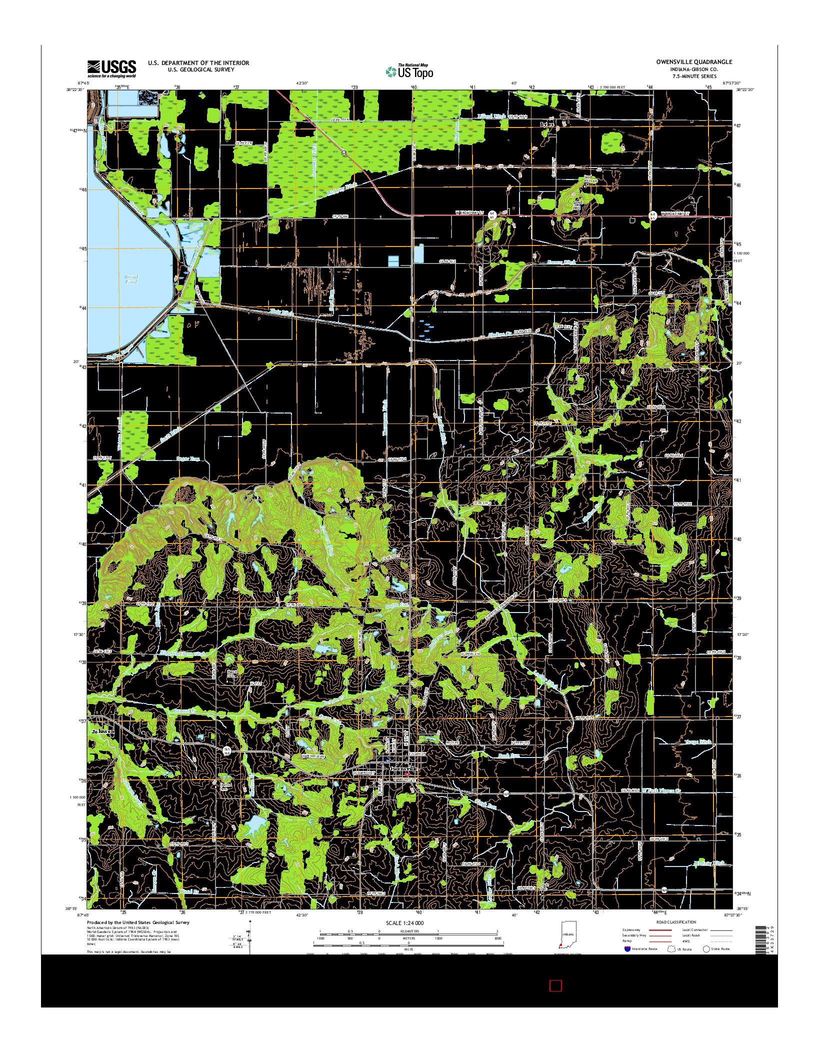 USGS US TOPO 7.5-MINUTE MAP FOR OWENSVILLE, IN 2016