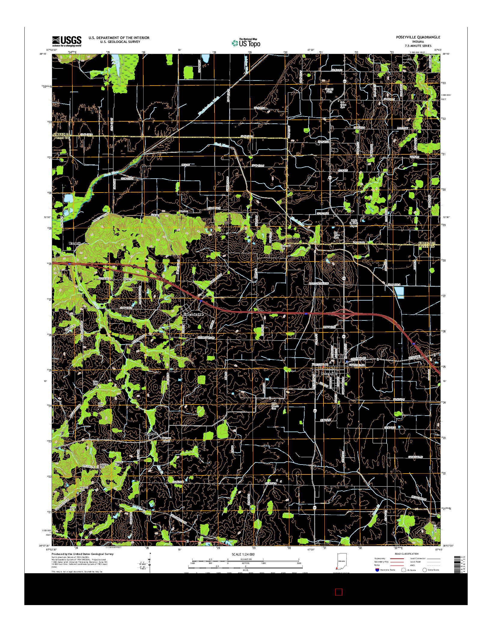 USGS US TOPO 7.5-MINUTE MAP FOR POSEYVILLE, IN 2016