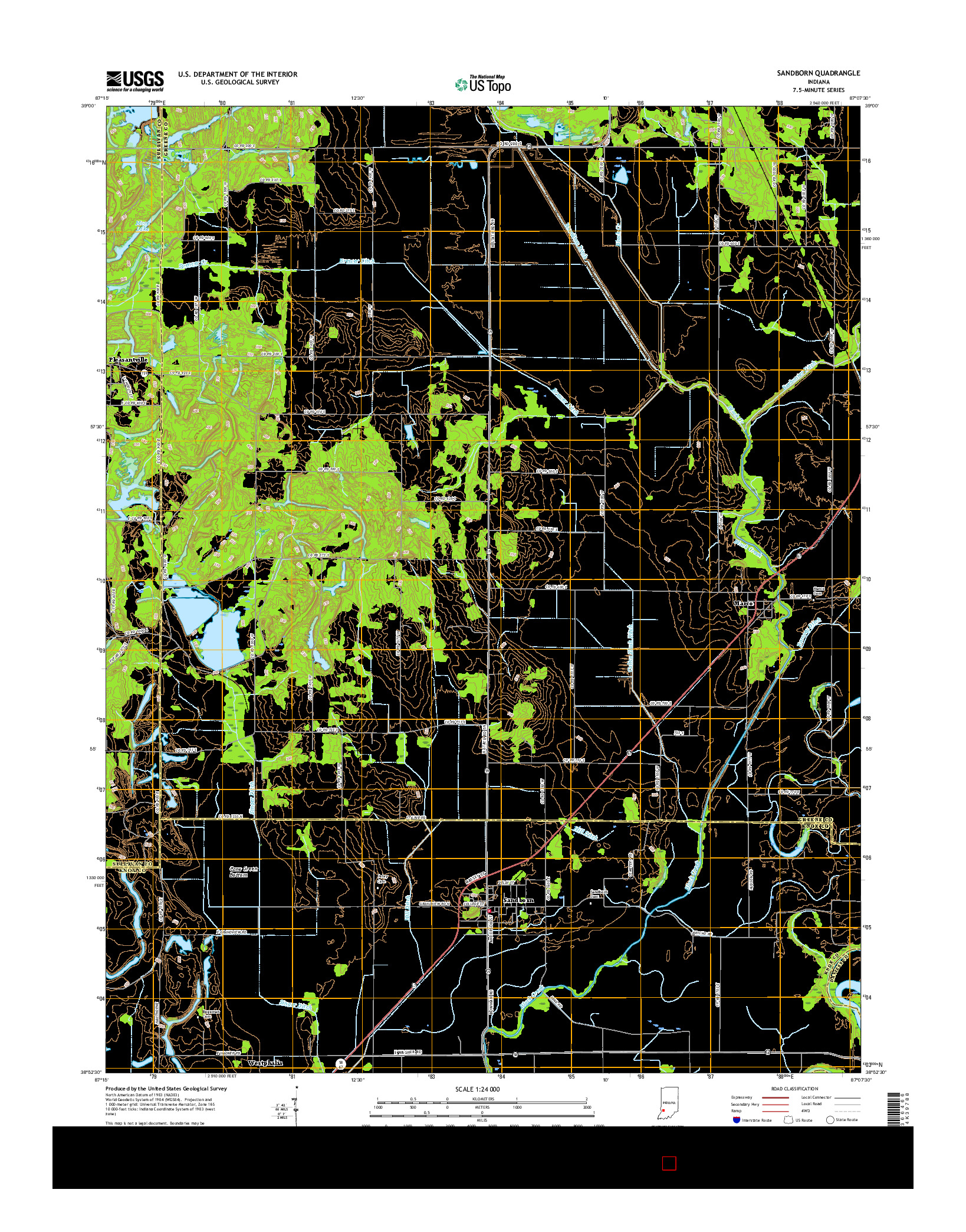 USGS US TOPO 7.5-MINUTE MAP FOR SANDBORN, IN 2016