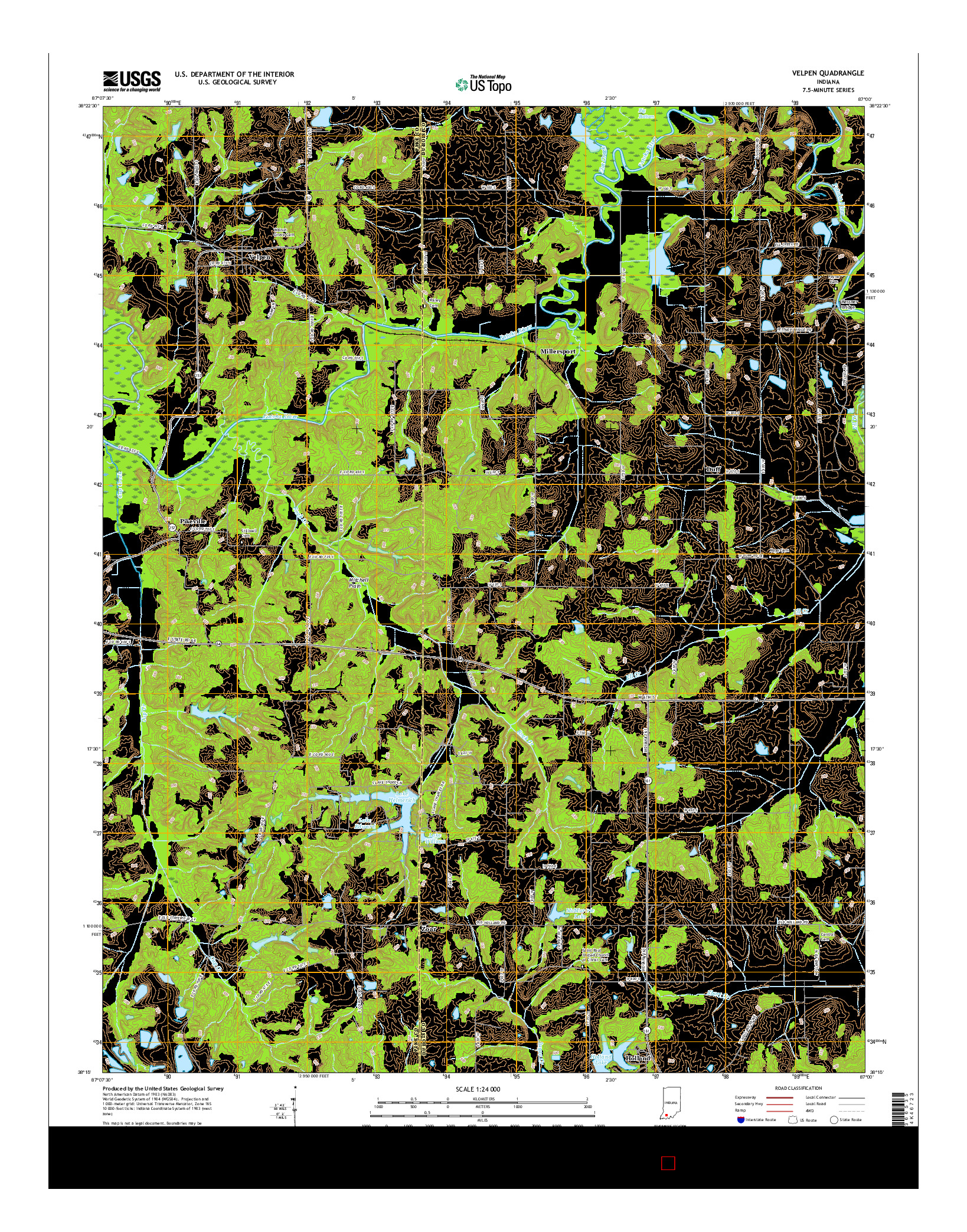 USGS US TOPO 7.5-MINUTE MAP FOR VELPEN, IN 2016