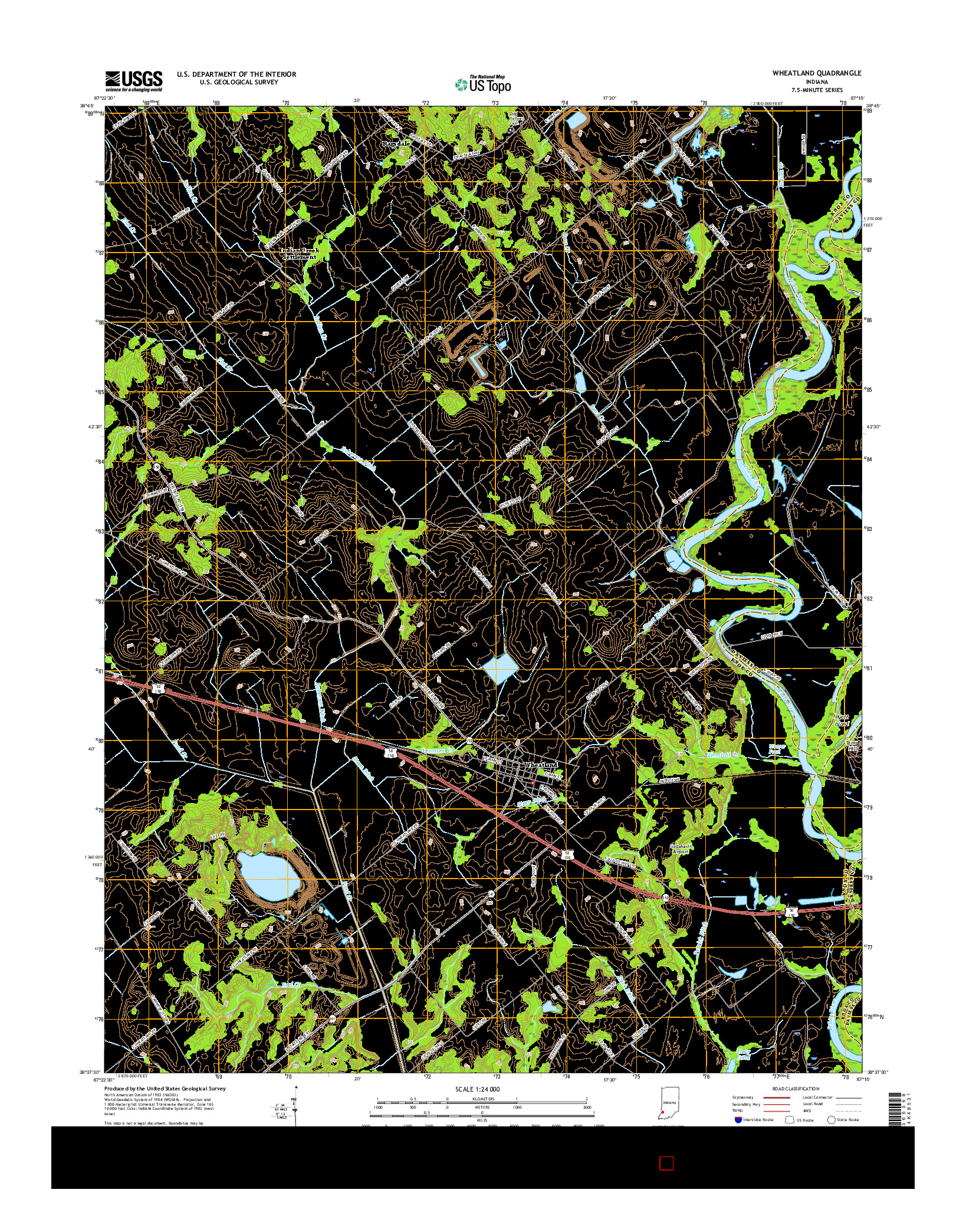 USGS US TOPO 7.5-MINUTE MAP FOR WHEATLAND, IN 2016