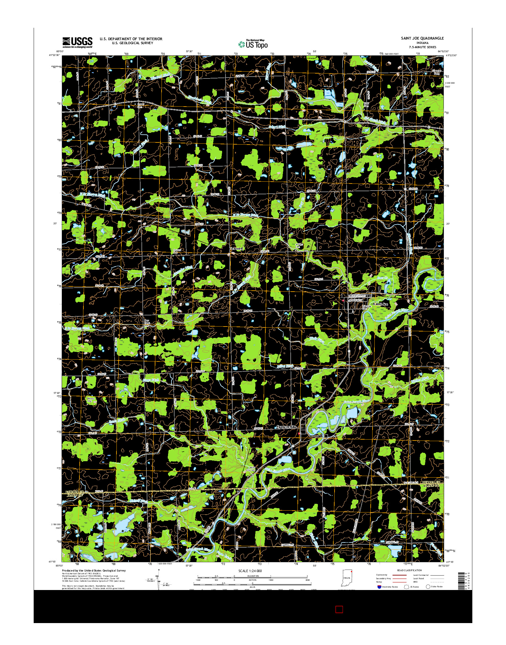 USGS US TOPO 7.5-MINUTE MAP FOR SAINT JOE, IN 2016