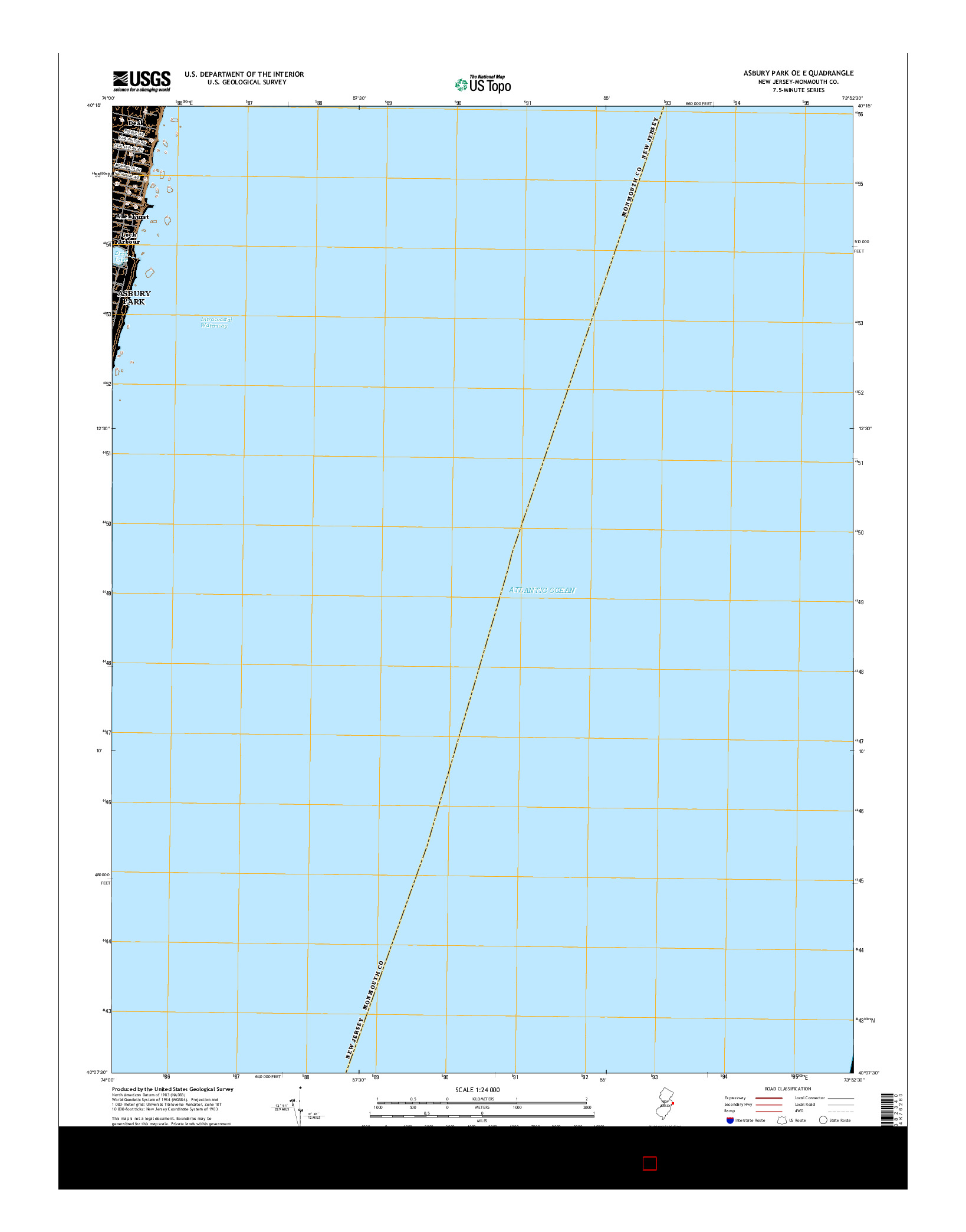 USGS US TOPO 7.5-MINUTE MAP FOR ASBURY PARK OE E, NJ 2016