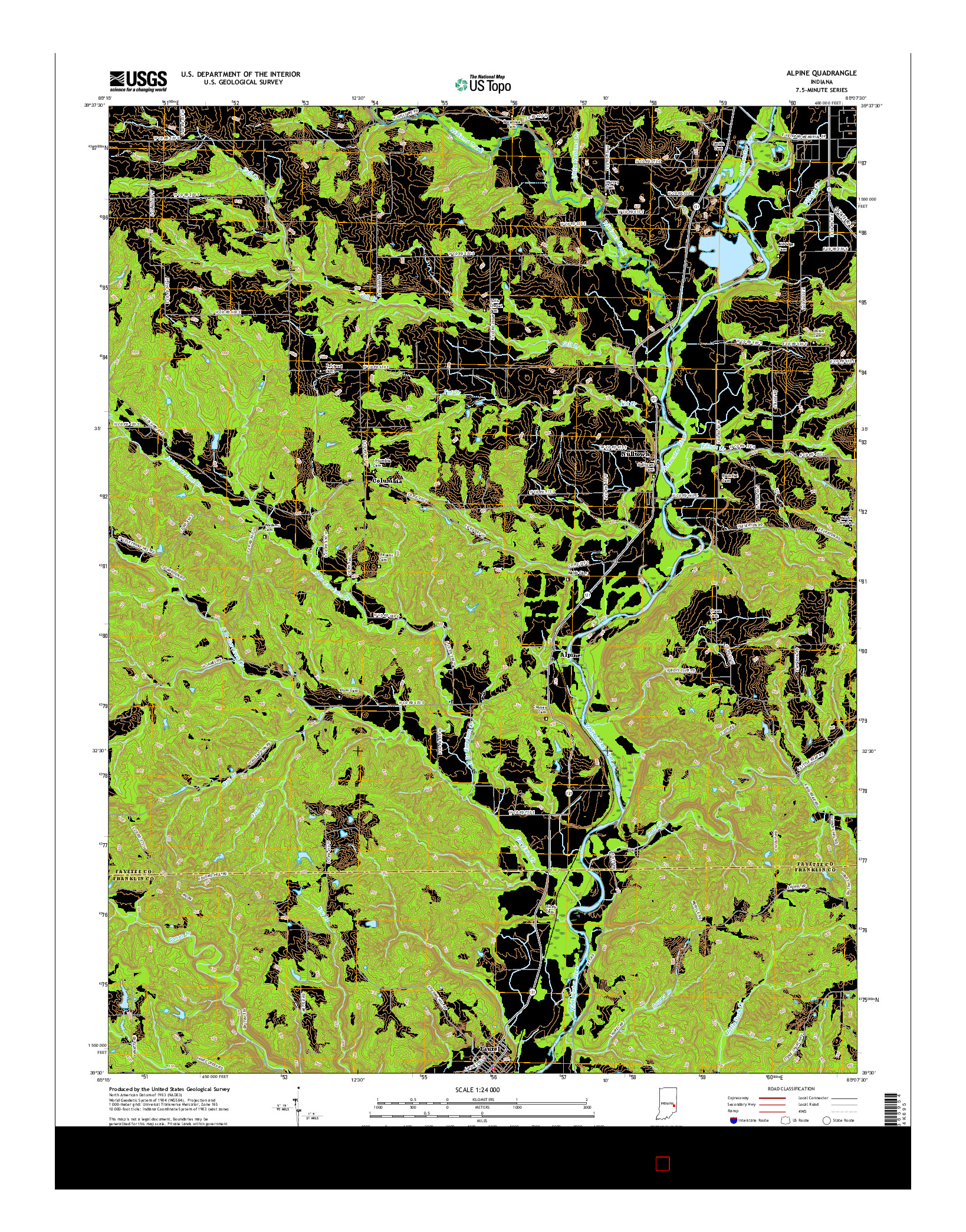 USGS US TOPO 7.5-MINUTE MAP FOR ALPINE, IN 2016