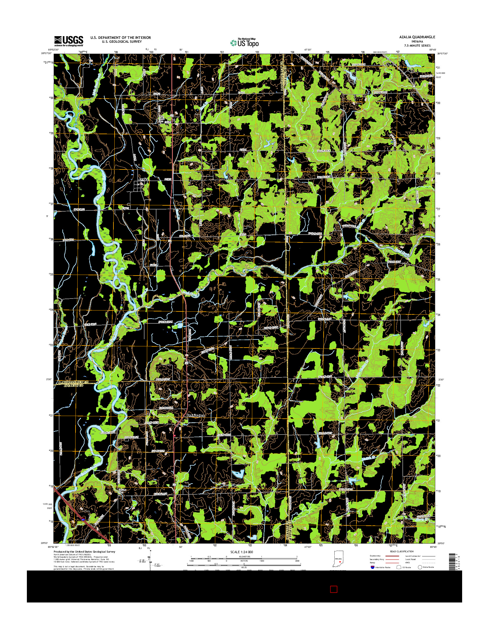 USGS US TOPO 7.5-MINUTE MAP FOR AZALIA, IN 2016