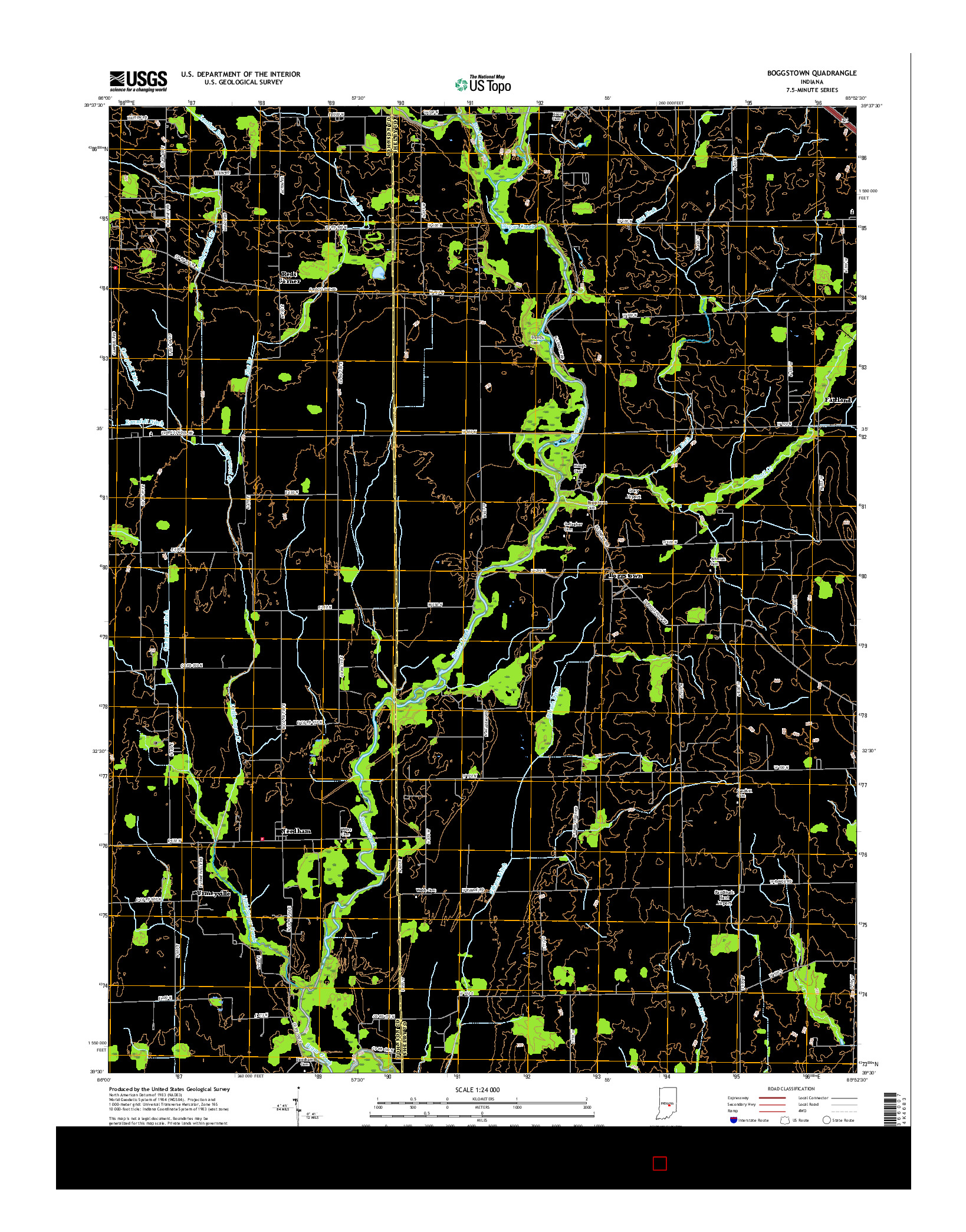 USGS US TOPO 7.5-MINUTE MAP FOR BOGGSTOWN, IN 2016