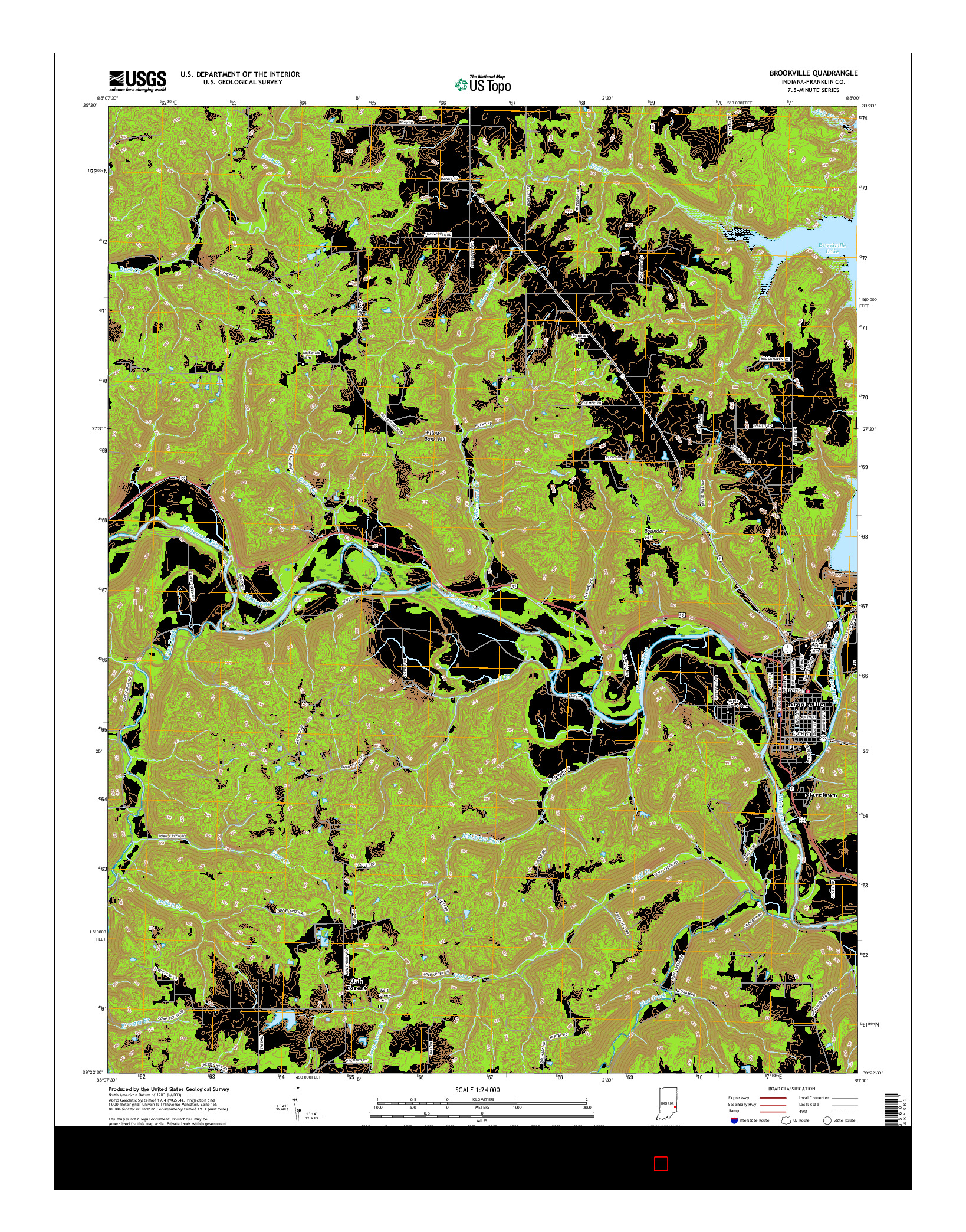 USGS US TOPO 7.5-MINUTE MAP FOR BROOKVILLE, IN 2016