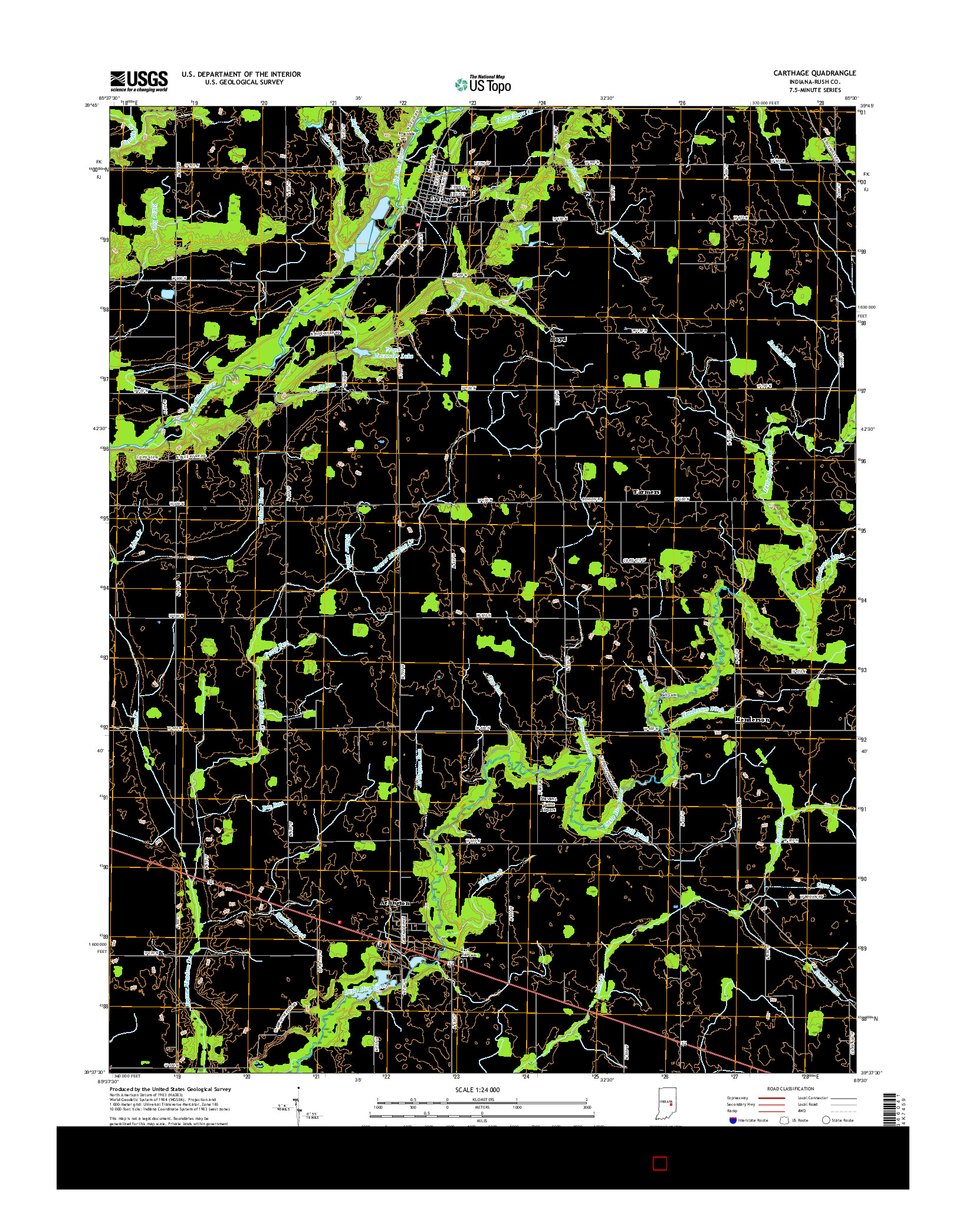 USGS US TOPO 7.5-MINUTE MAP FOR CARTHAGE, IN 2016