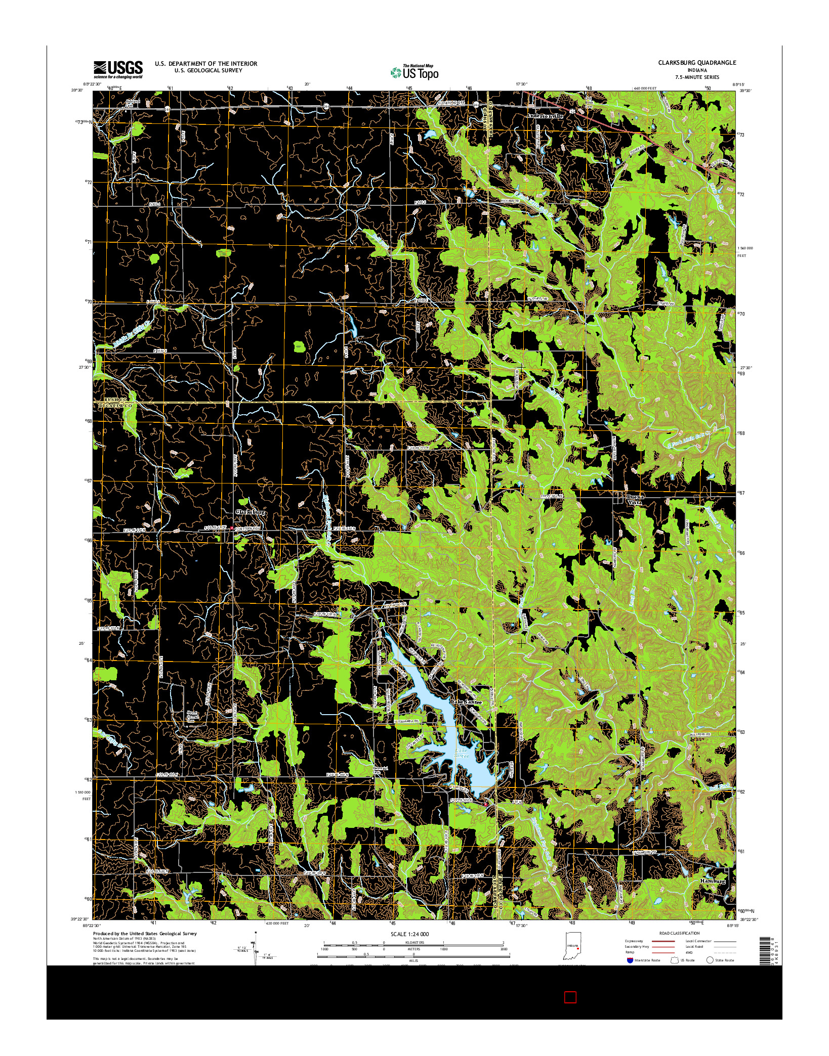 USGS US TOPO 7.5-MINUTE MAP FOR CLARKSBURG, IN 2016