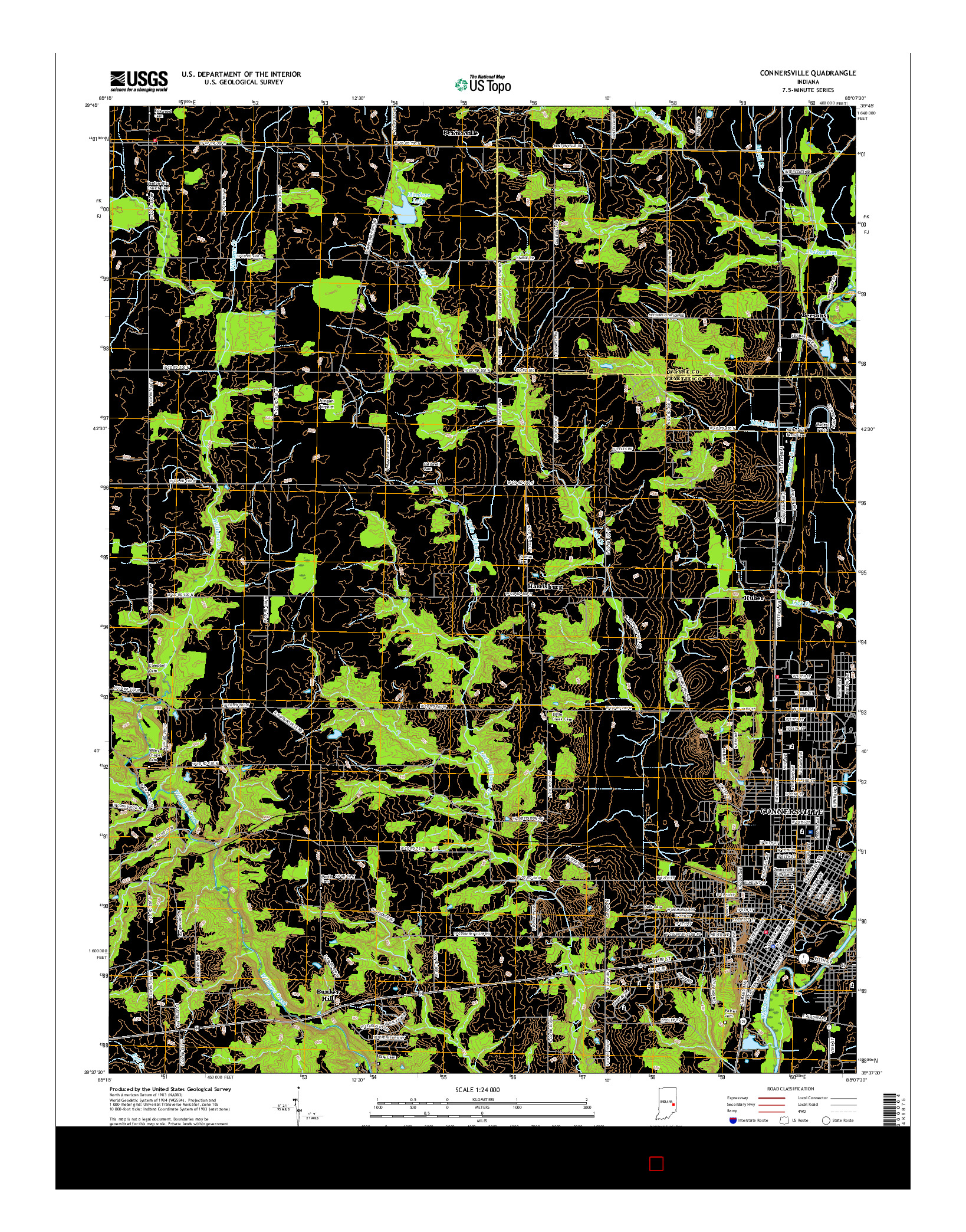 USGS US TOPO 7.5-MINUTE MAP FOR CONNERSVILLE, IN 2016