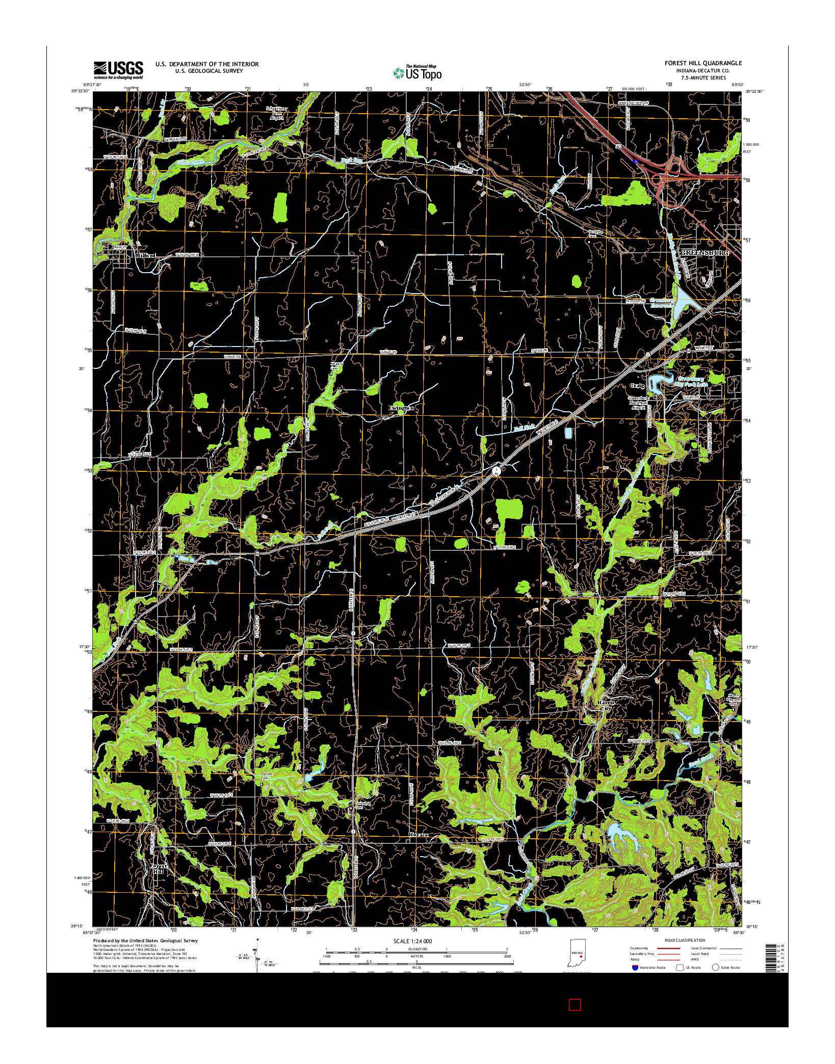 USGS US TOPO 7.5-MINUTE MAP FOR FOREST HILL, IN 2016