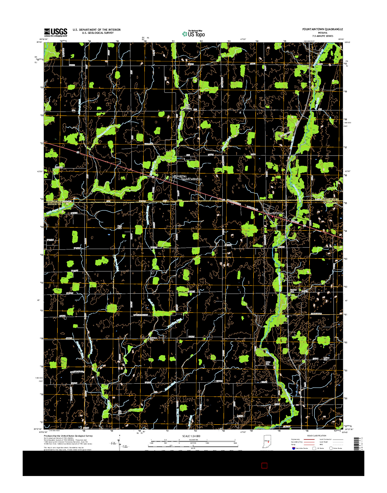 USGS US TOPO 7.5-MINUTE MAP FOR FOUNTAINTOWN, IN 2016