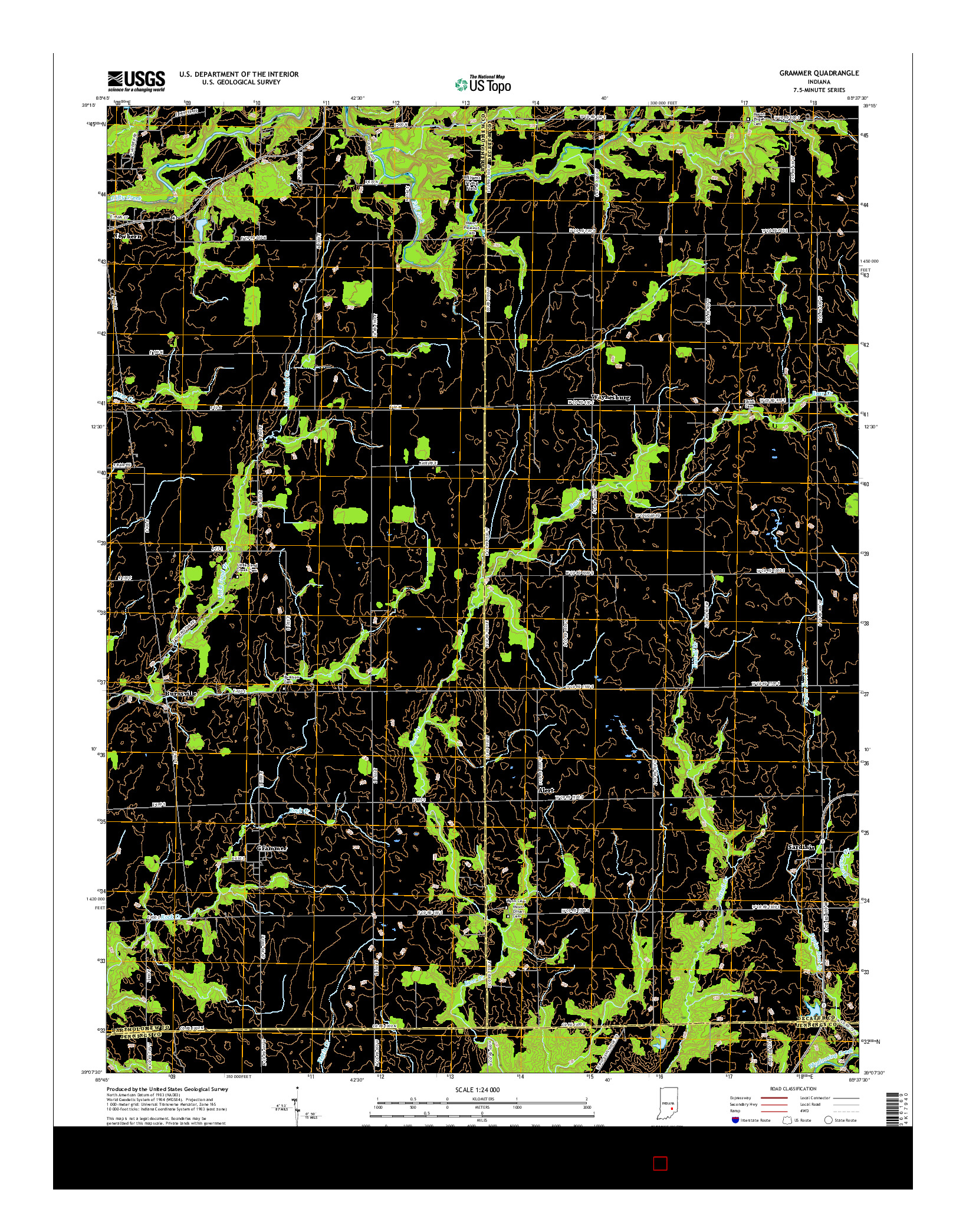 USGS US TOPO 7.5-MINUTE MAP FOR GRAMMER, IN 2016