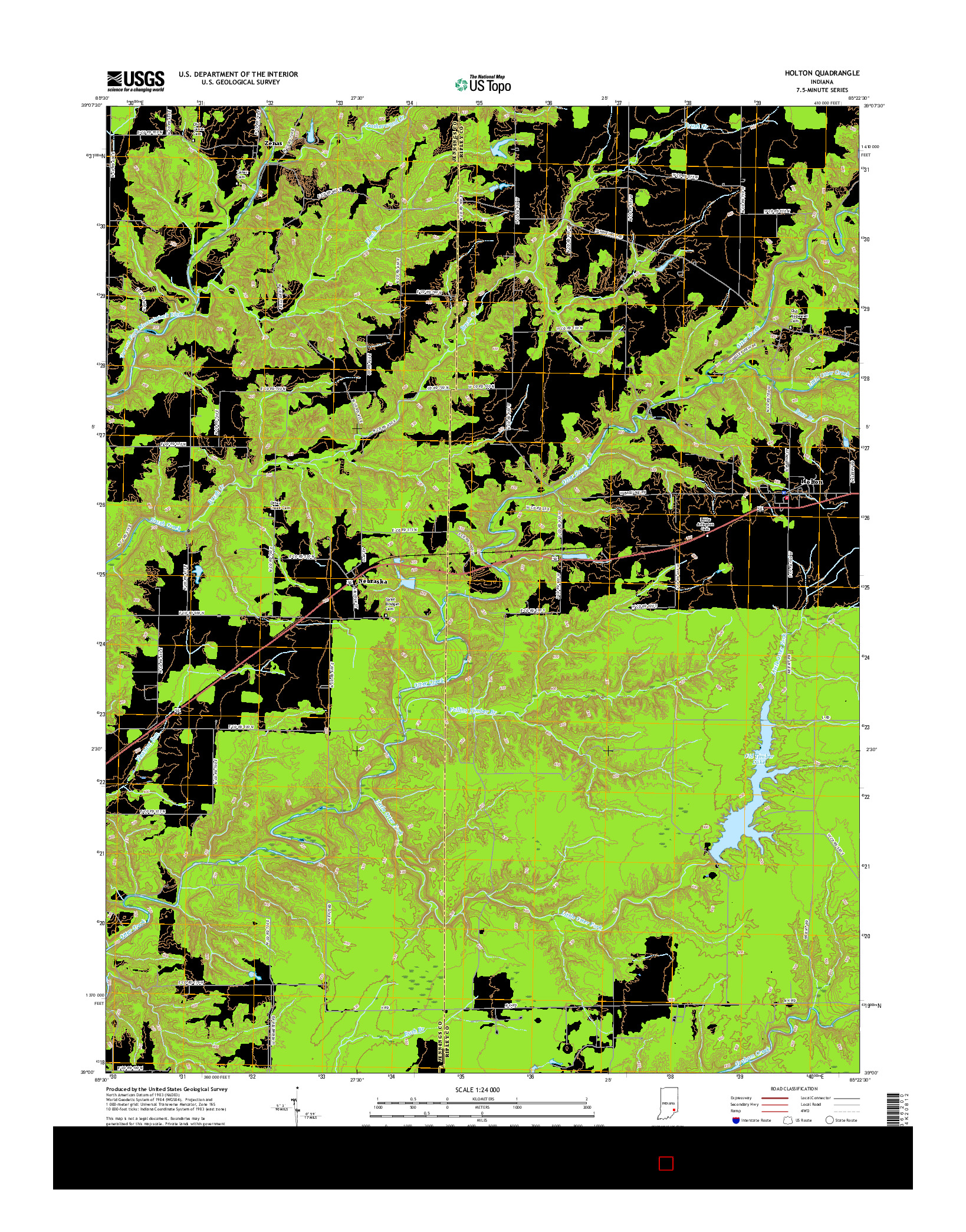 USGS US TOPO 7.5-MINUTE MAP FOR HOLTON, IN 2016