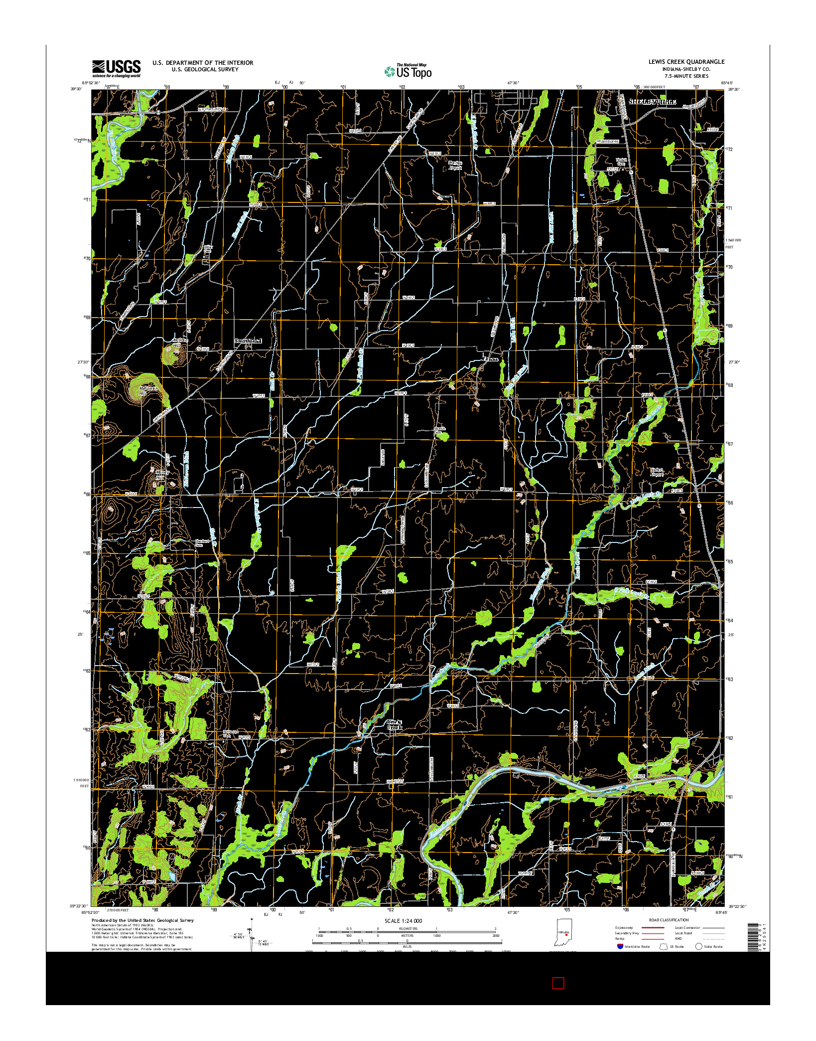 USGS US TOPO 7.5-MINUTE MAP FOR LEWIS CREEK, IN 2016