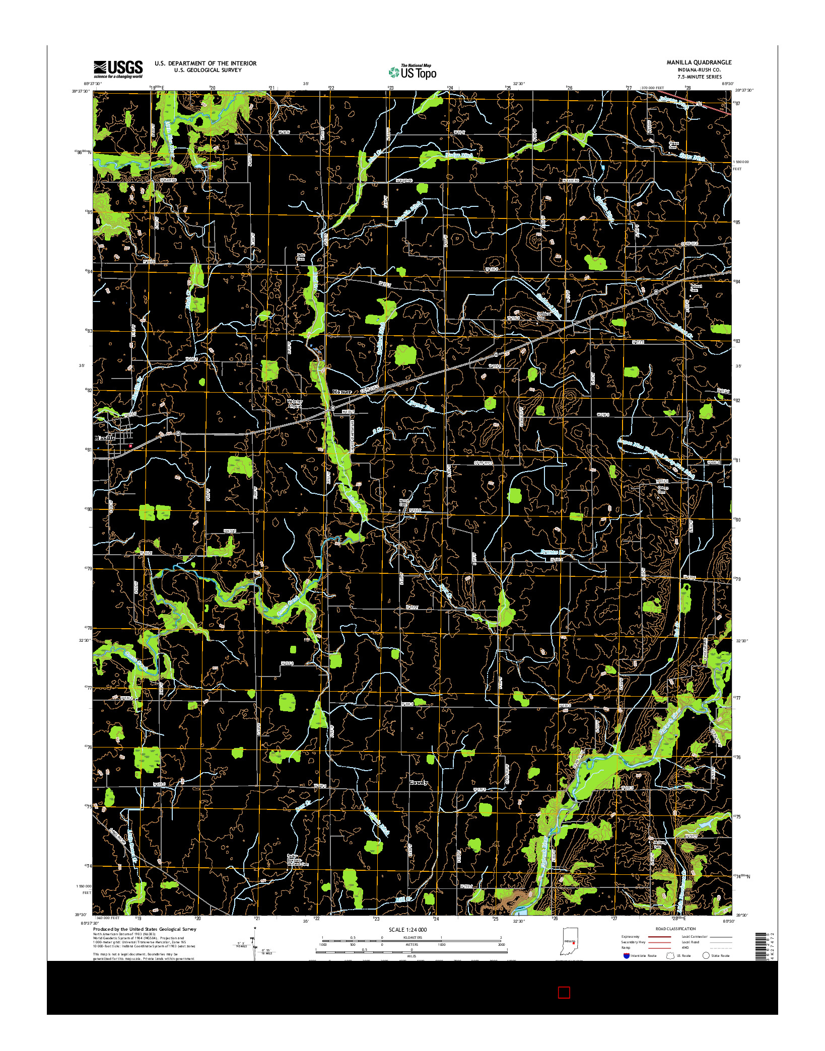 USGS US TOPO 7.5-MINUTE MAP FOR MANILLA, IN 2016