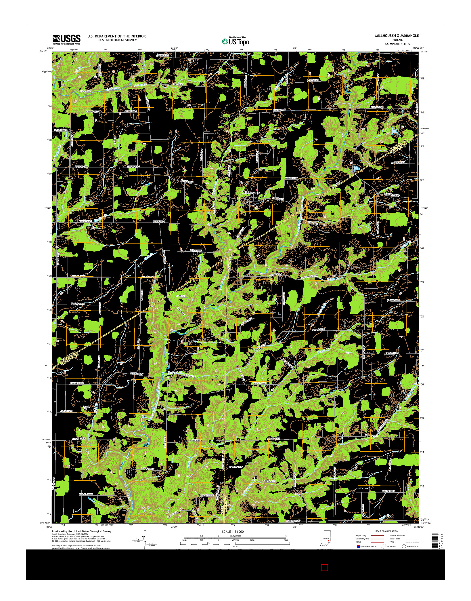 USGS US TOPO 7.5-MINUTE MAP FOR MILLHOUSEN, IN 2016