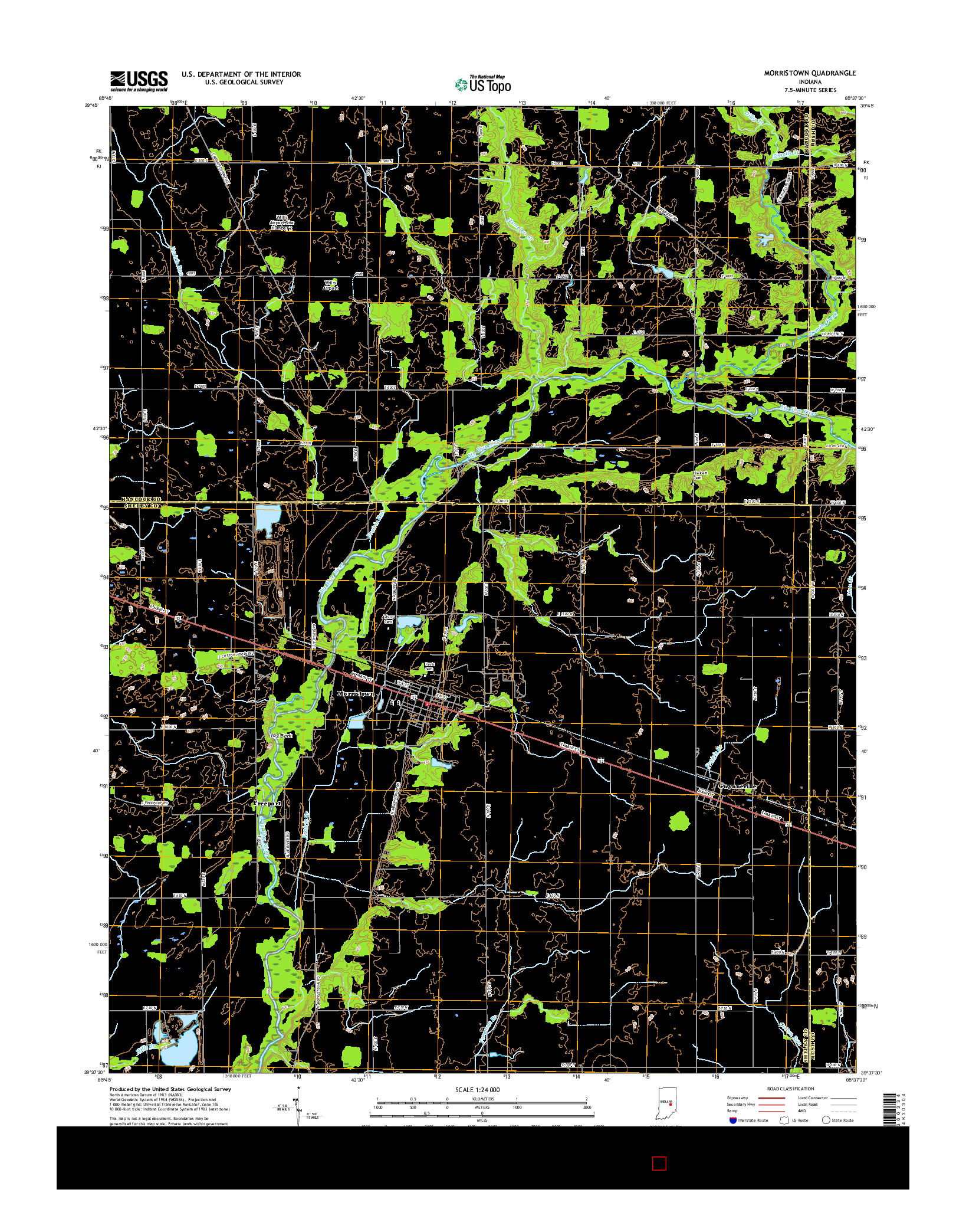 USGS US TOPO 7.5-MINUTE MAP FOR MORRISTOWN, IN 2016