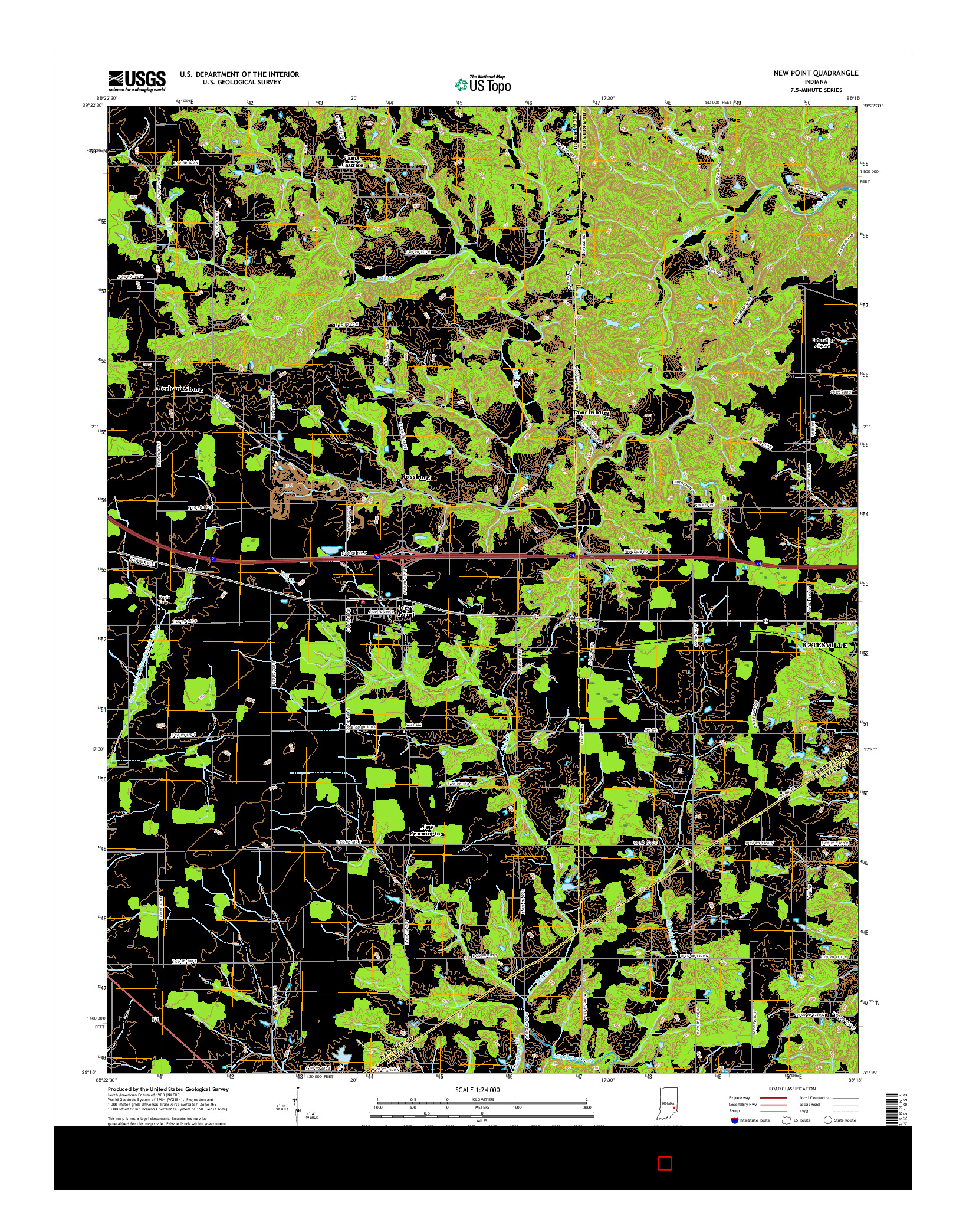 USGS US TOPO 7.5-MINUTE MAP FOR NEW POINT, IN 2016