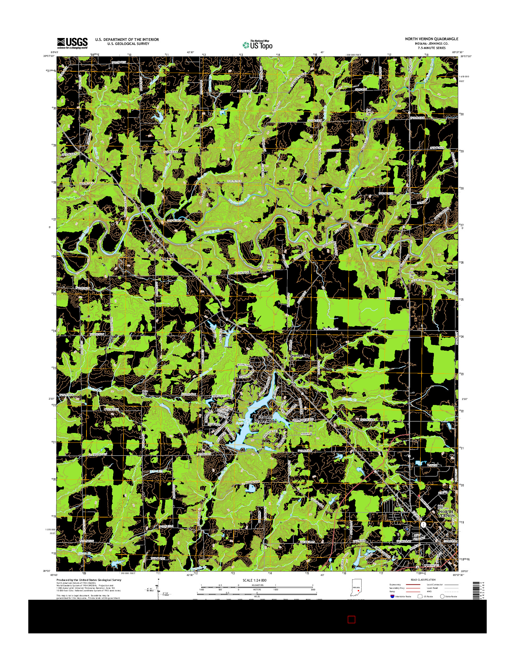 USGS US TOPO 7.5-MINUTE MAP FOR NORTH VERNON, IN 2016