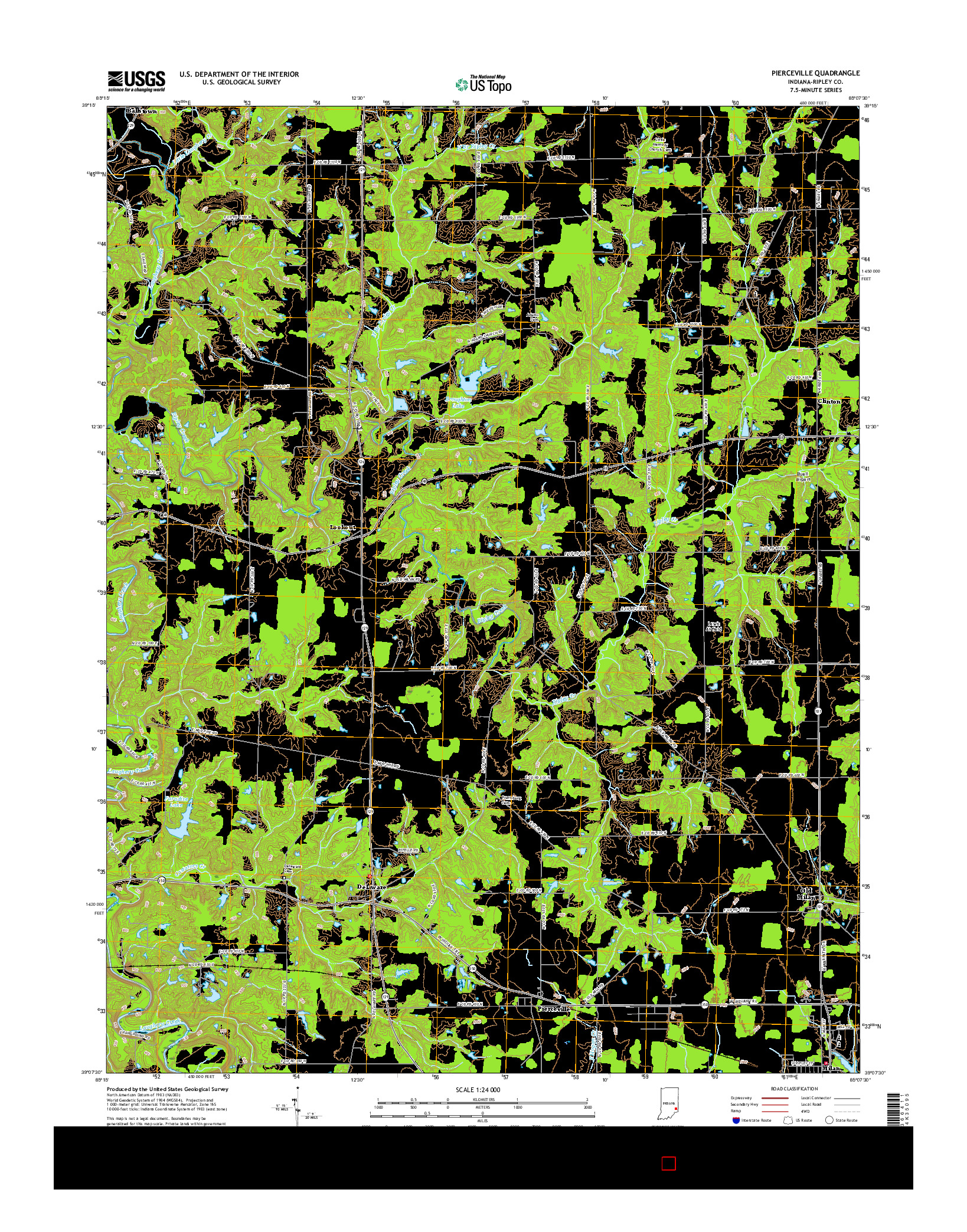 USGS US TOPO 7.5-MINUTE MAP FOR PIERCEVILLE, IN 2016