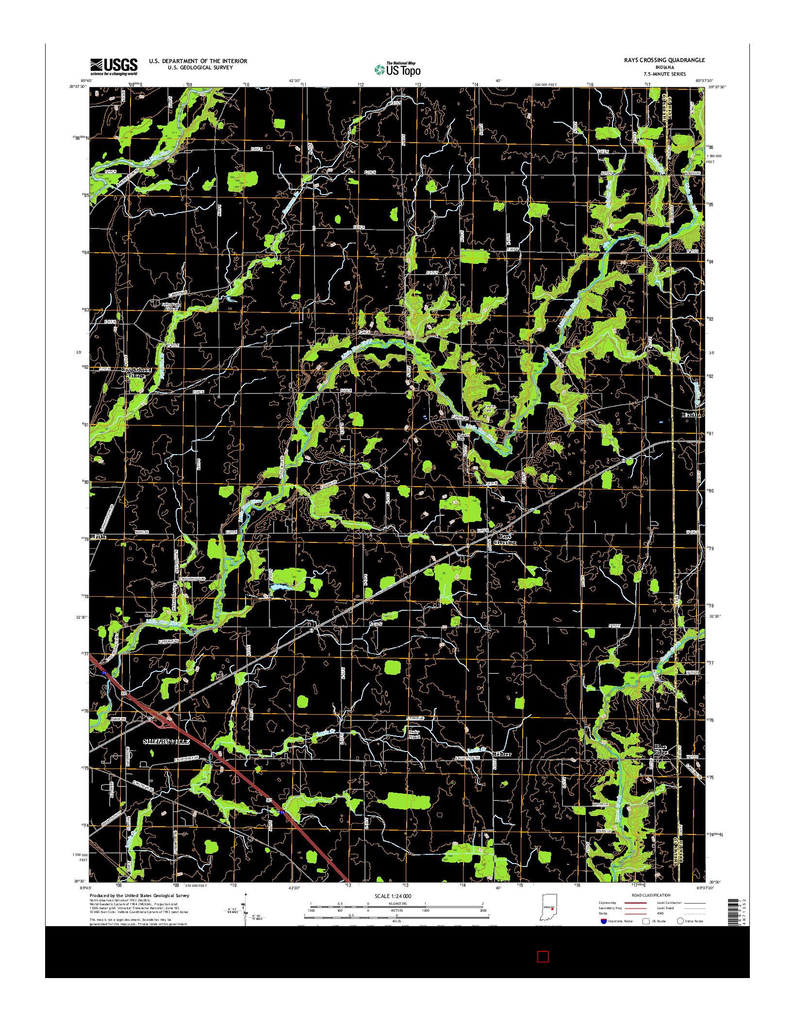 USGS US TOPO 7.5-MINUTE MAP FOR RAYS CROSSING, IN 2016