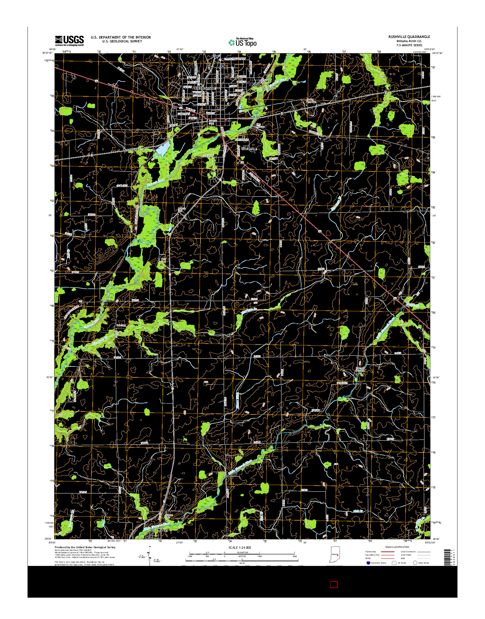 USGS US TOPO 7.5-MINUTE MAP FOR RUSHVILLE, IN 2016