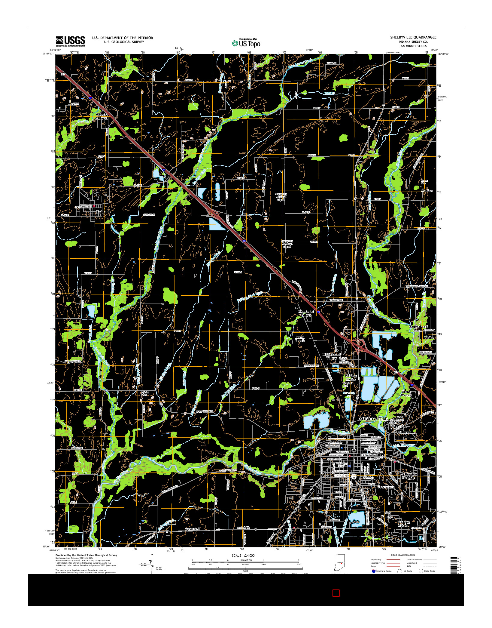 USGS US TOPO 7.5-MINUTE MAP FOR SHELBYVILLE, IN 2016