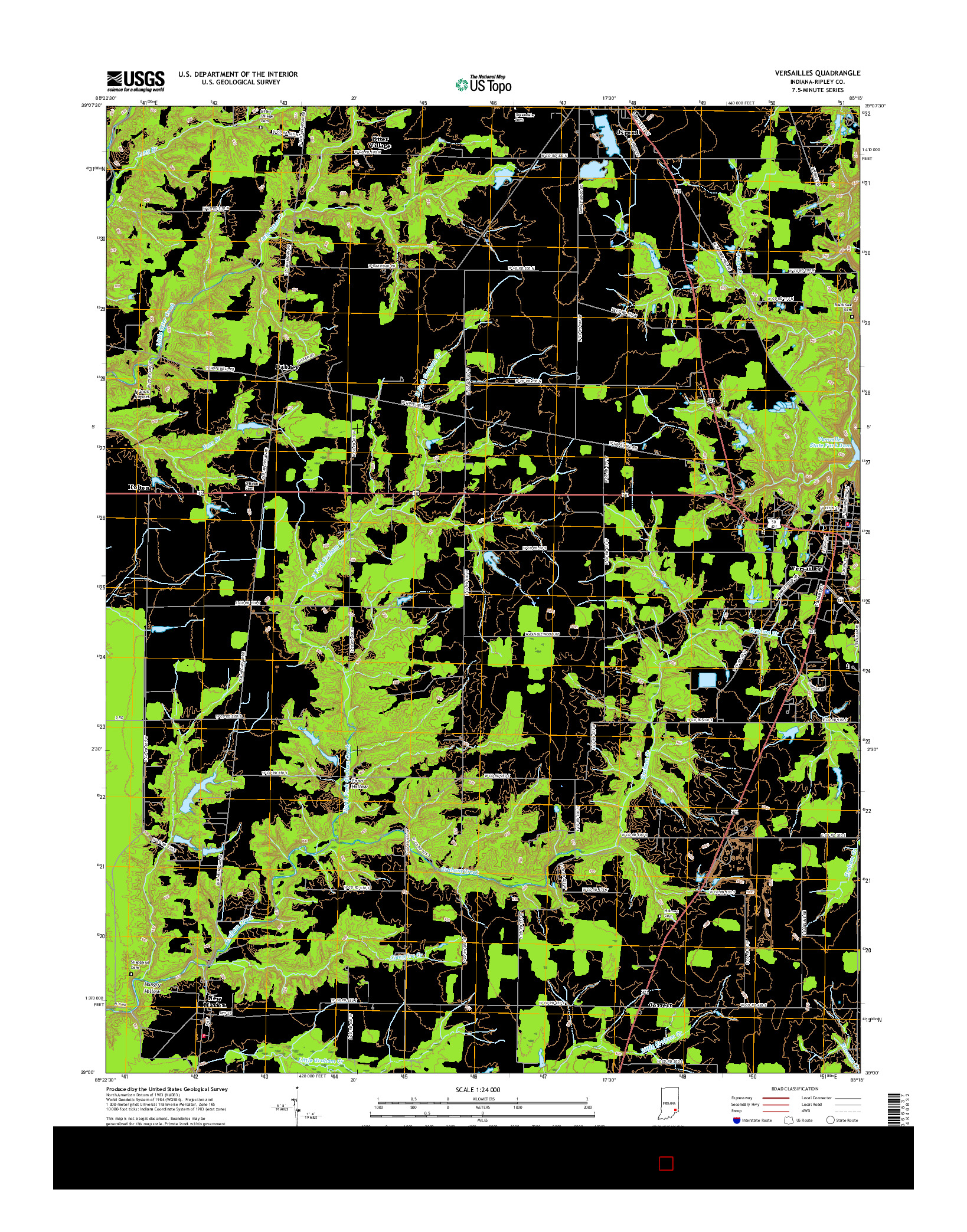 USGS US TOPO 7.5-MINUTE MAP FOR VERSAILLES, IN 2016