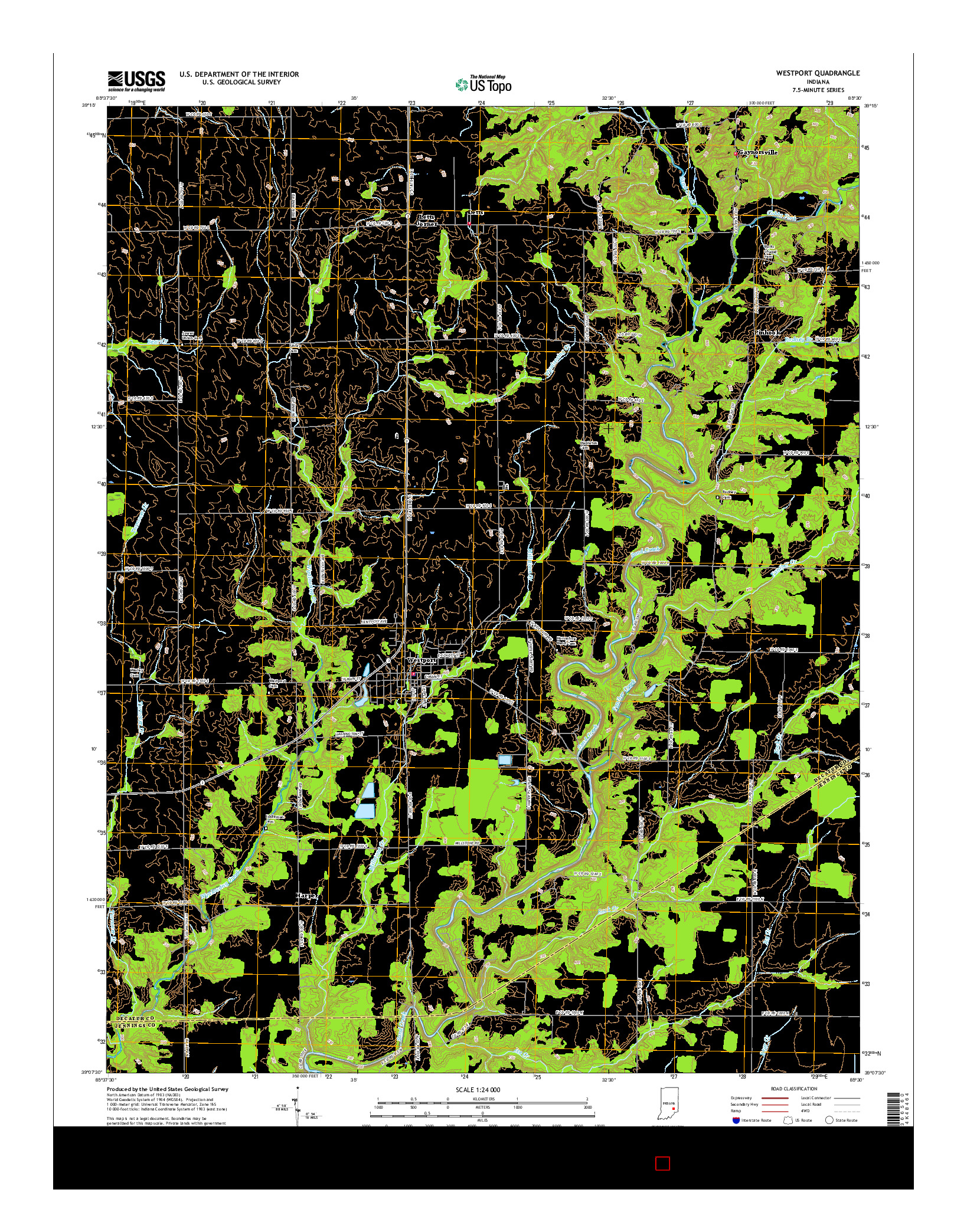 USGS US TOPO 7.5-MINUTE MAP FOR WESTPORT, IN 2016