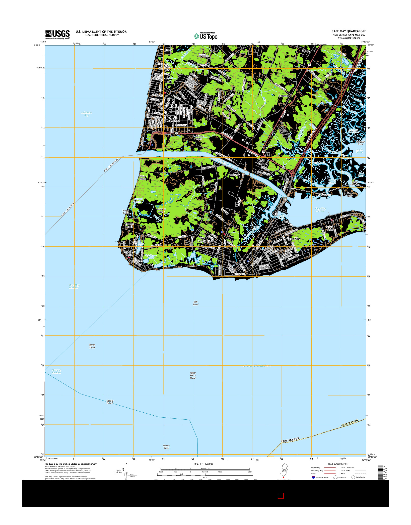 USGS US TOPO 7.5-MINUTE MAP FOR CAPE MAY, NJ 2016